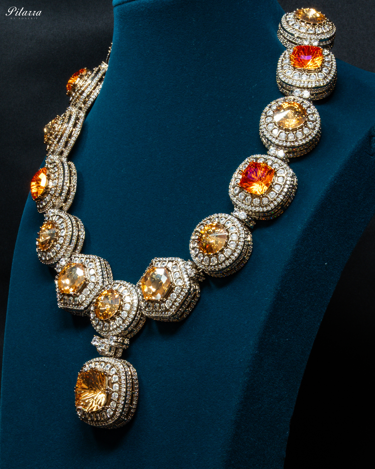 Long_Yellow_Stone_Cubic_Zirconia_Necklace_Set-Crystal-Necklace-Set_Side Angle