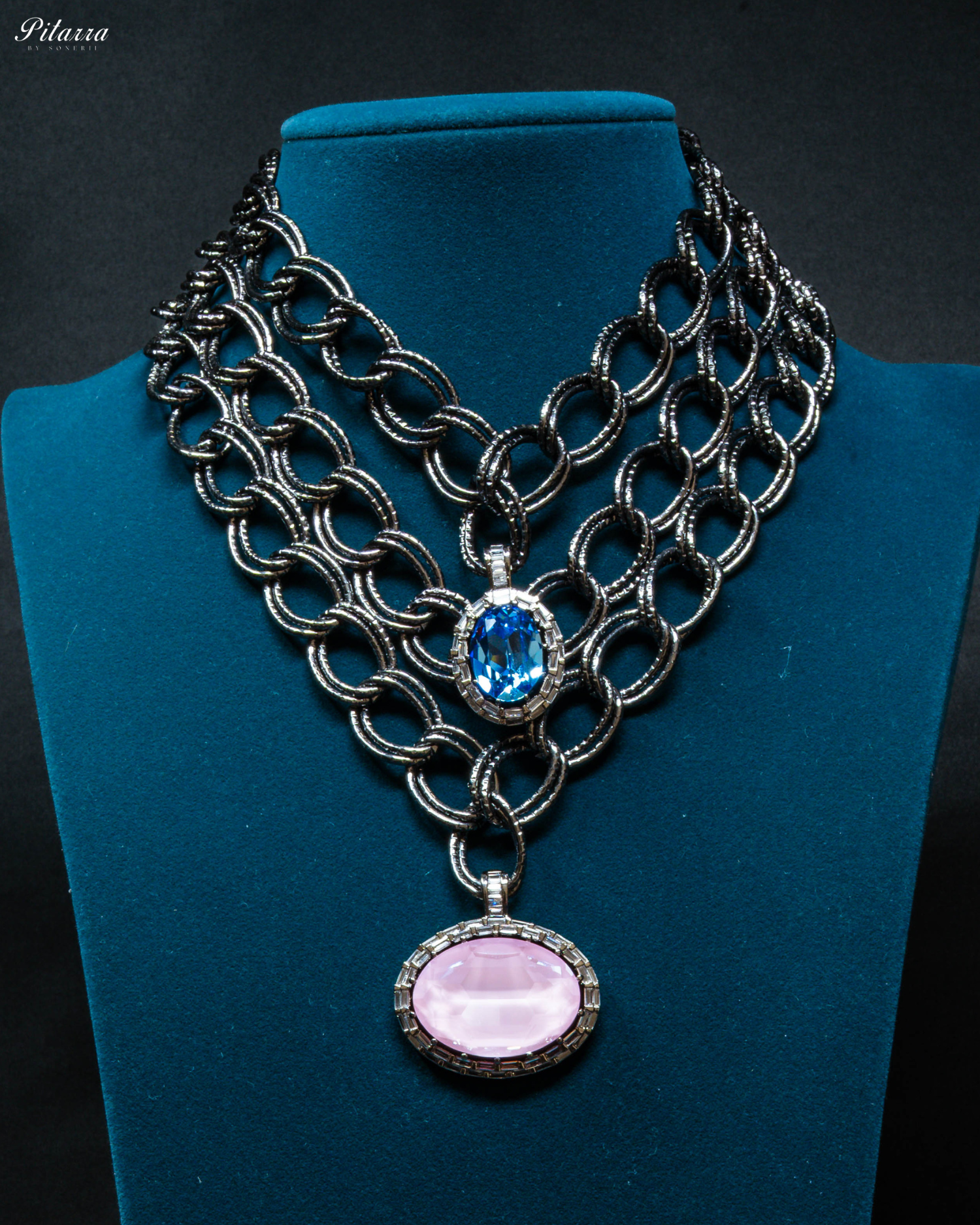 Mauve Statement Pendant Chain Choker_Front Image
