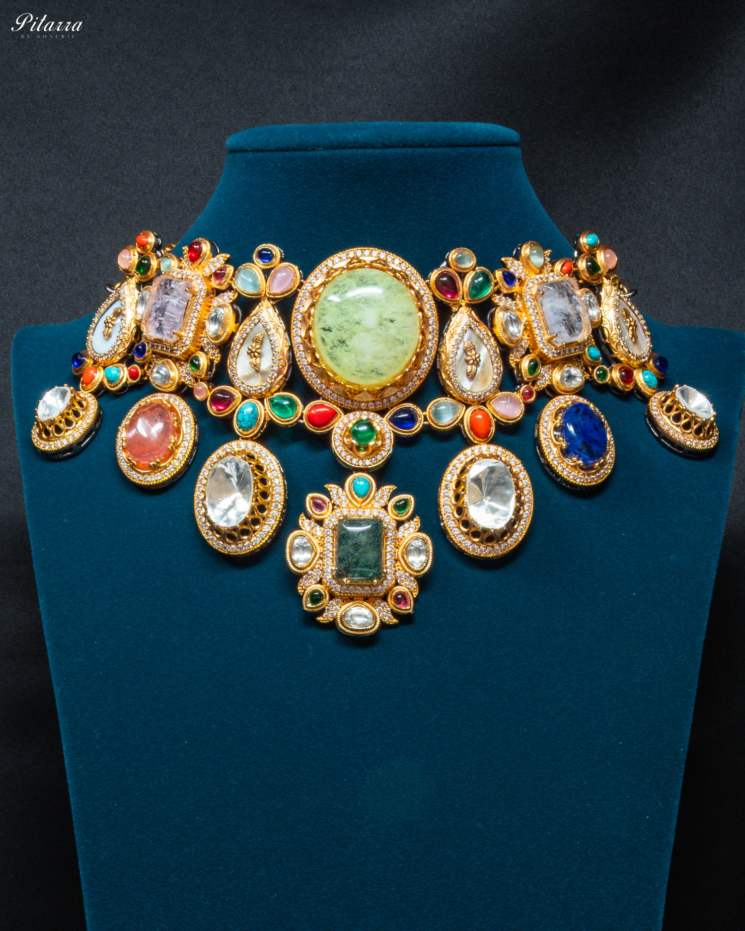 Multicolor Doublet Fusion Choker Set_Front Image