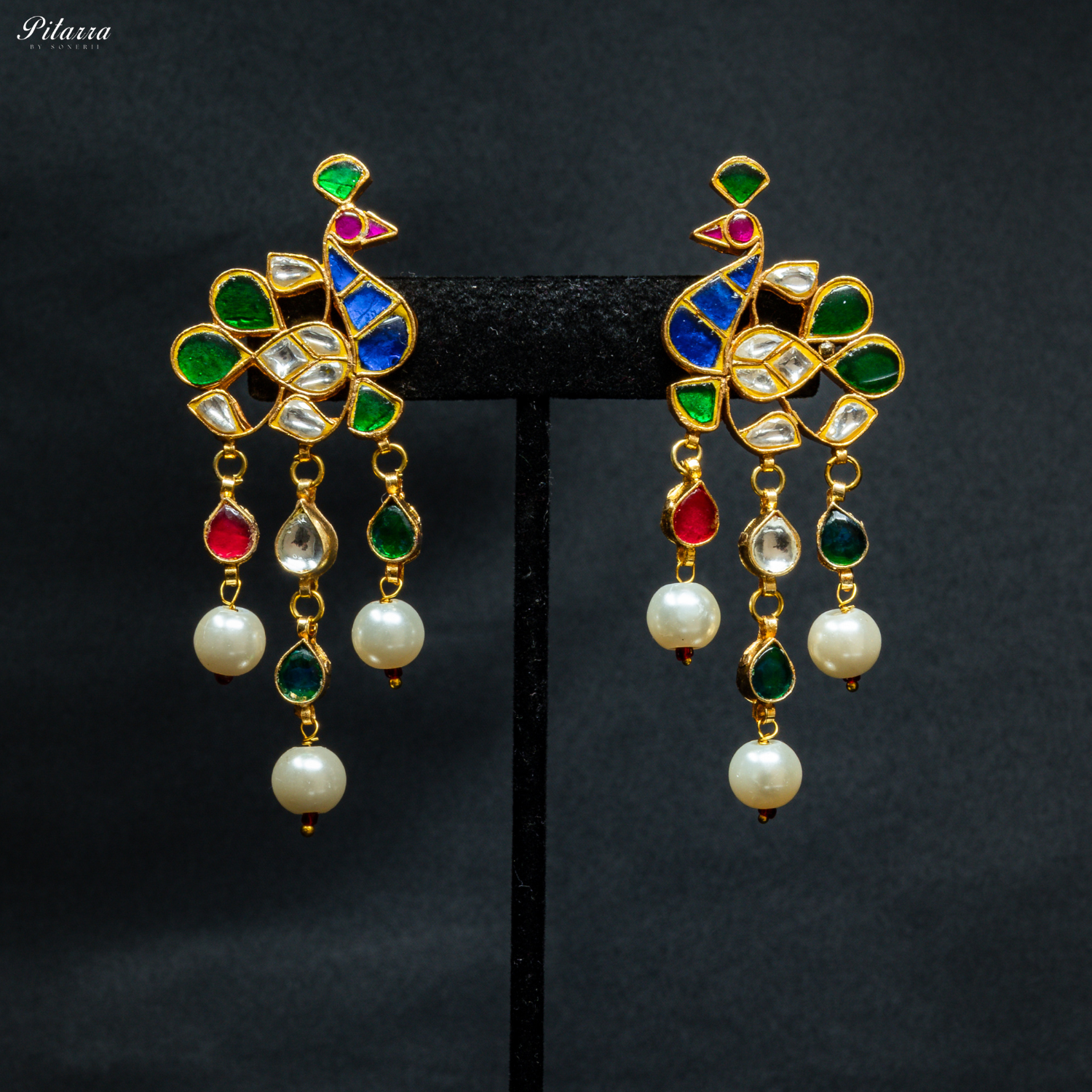 Multicolor_Gold-Plated_Rajasthani_Kundan_Set_Earrings