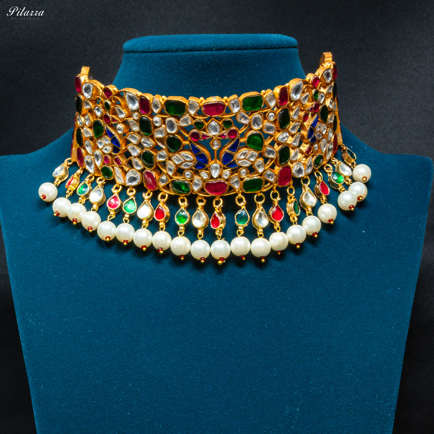 Multicolor_Gold-Plated_Rajasthani_Kundan_Set_Front_Image
