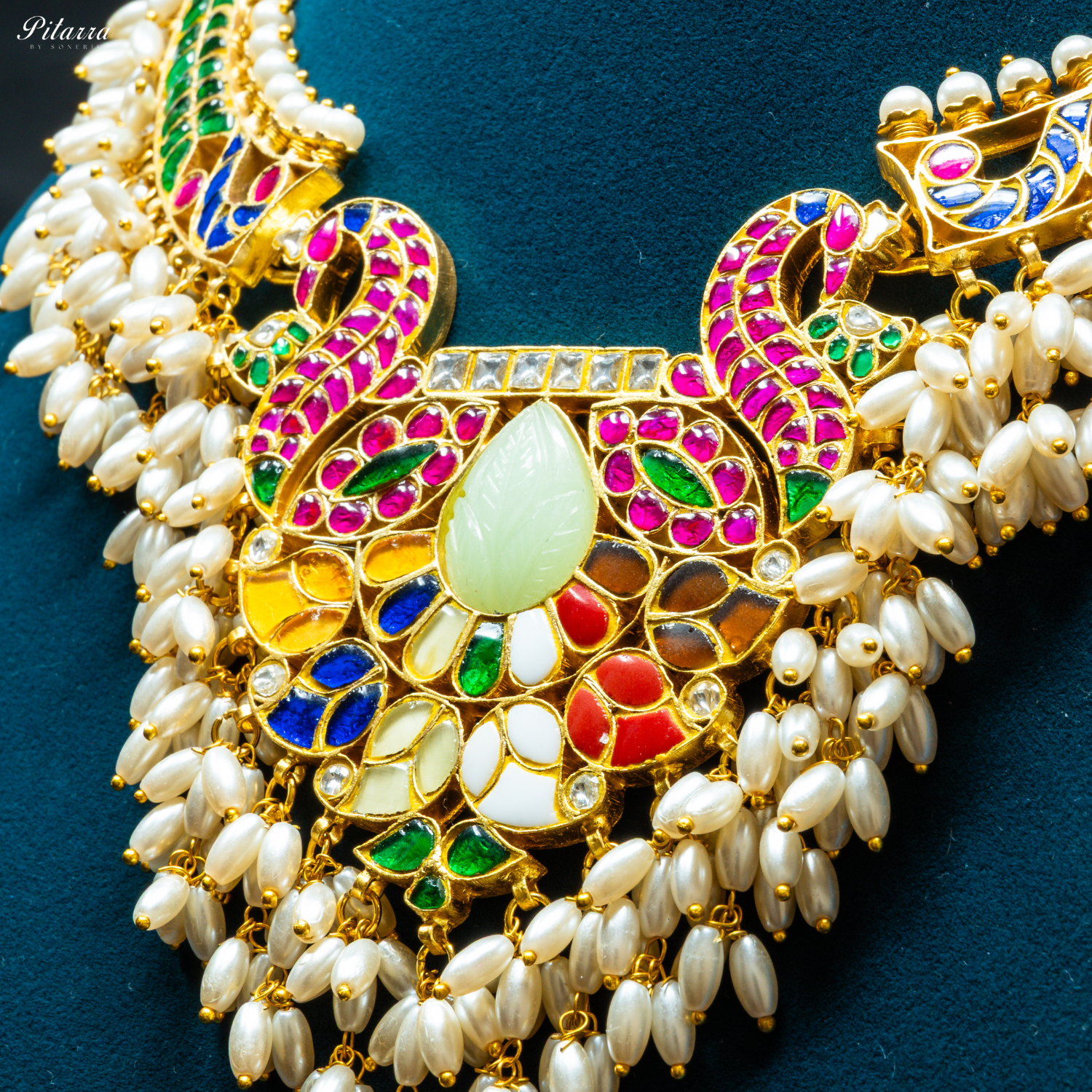 Multicolor_Jadau_Kundan_Guttapusalu_Choker_Set_Zoom Angle