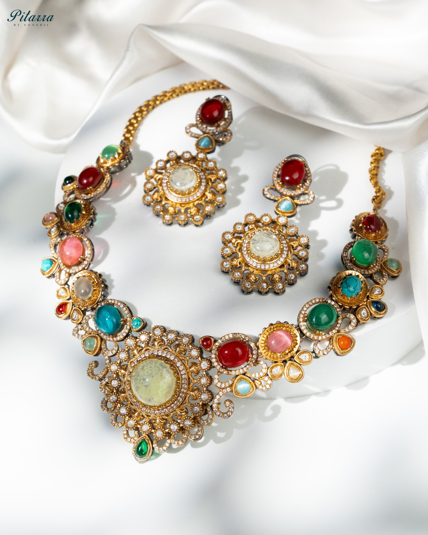 Multicolor Natural Stone Necklace Set Style Shoot Fusion Jewelry