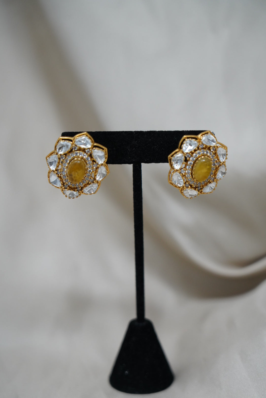 Polki Studded Gold Plated Earrings for Women