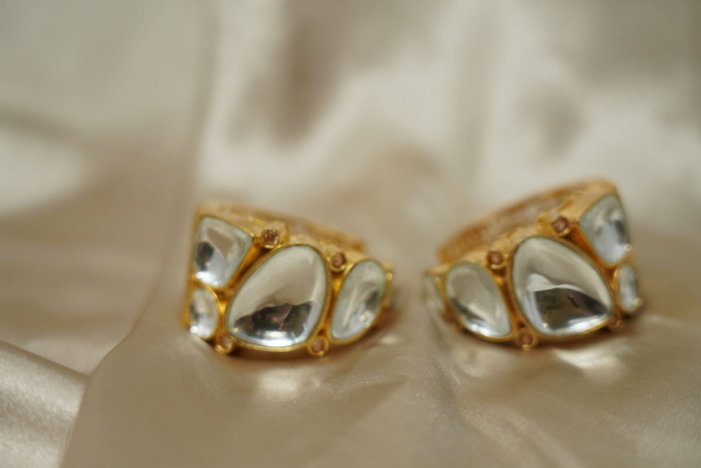 Gold-Plated Classic Kundan Hoop Earrings