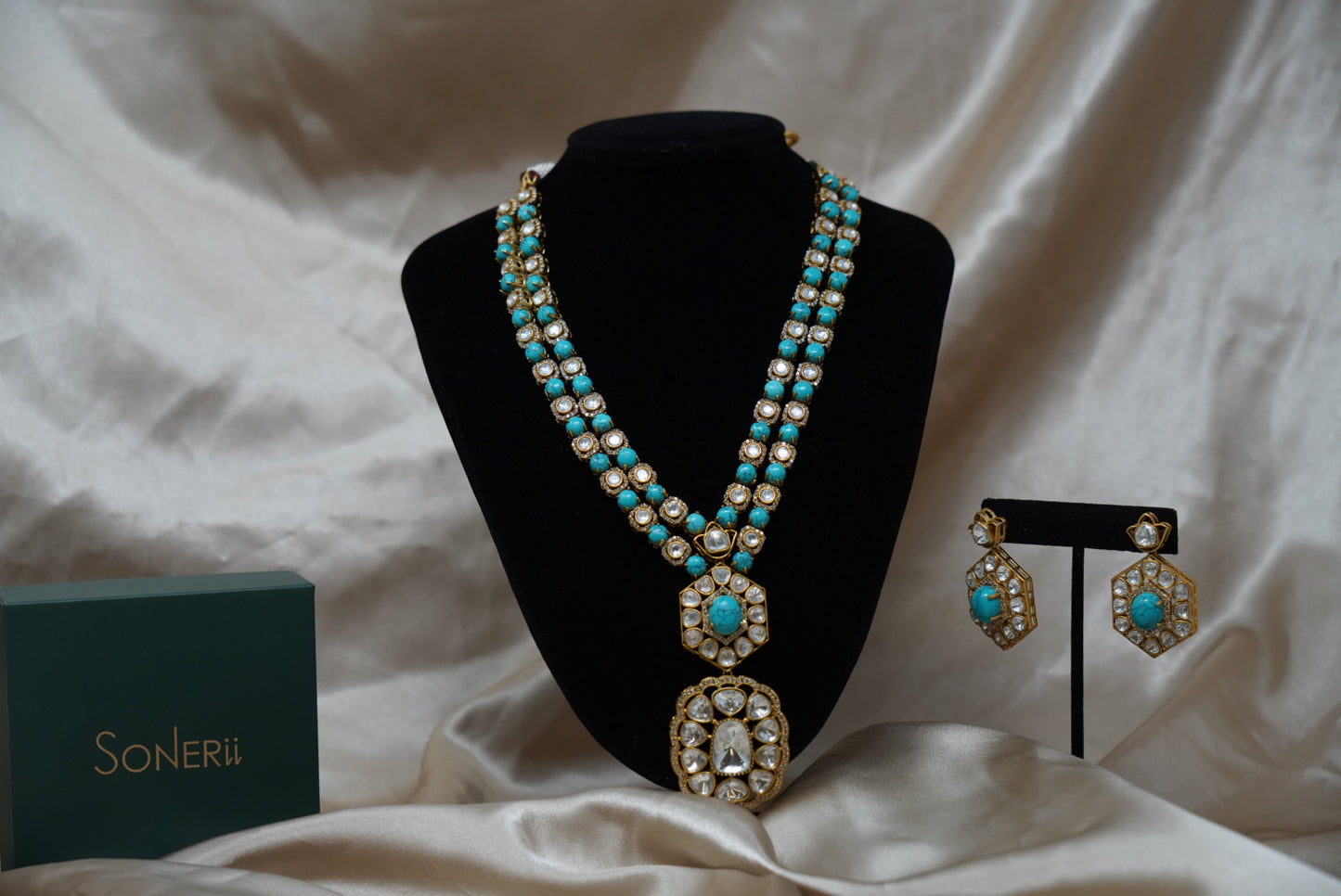 Gold Plated Turquoise Kundan Set