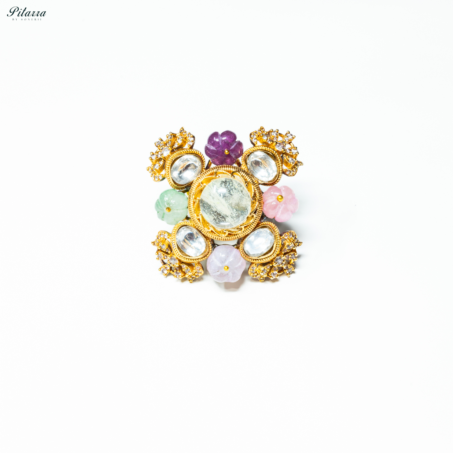 Navaratna Victorian Finger Ring_White Background