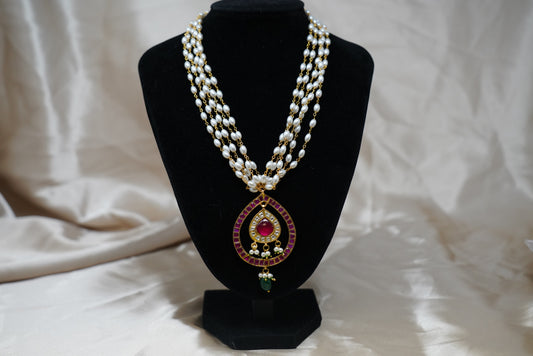 Tri color Kundan Jadau Necklace Pendant