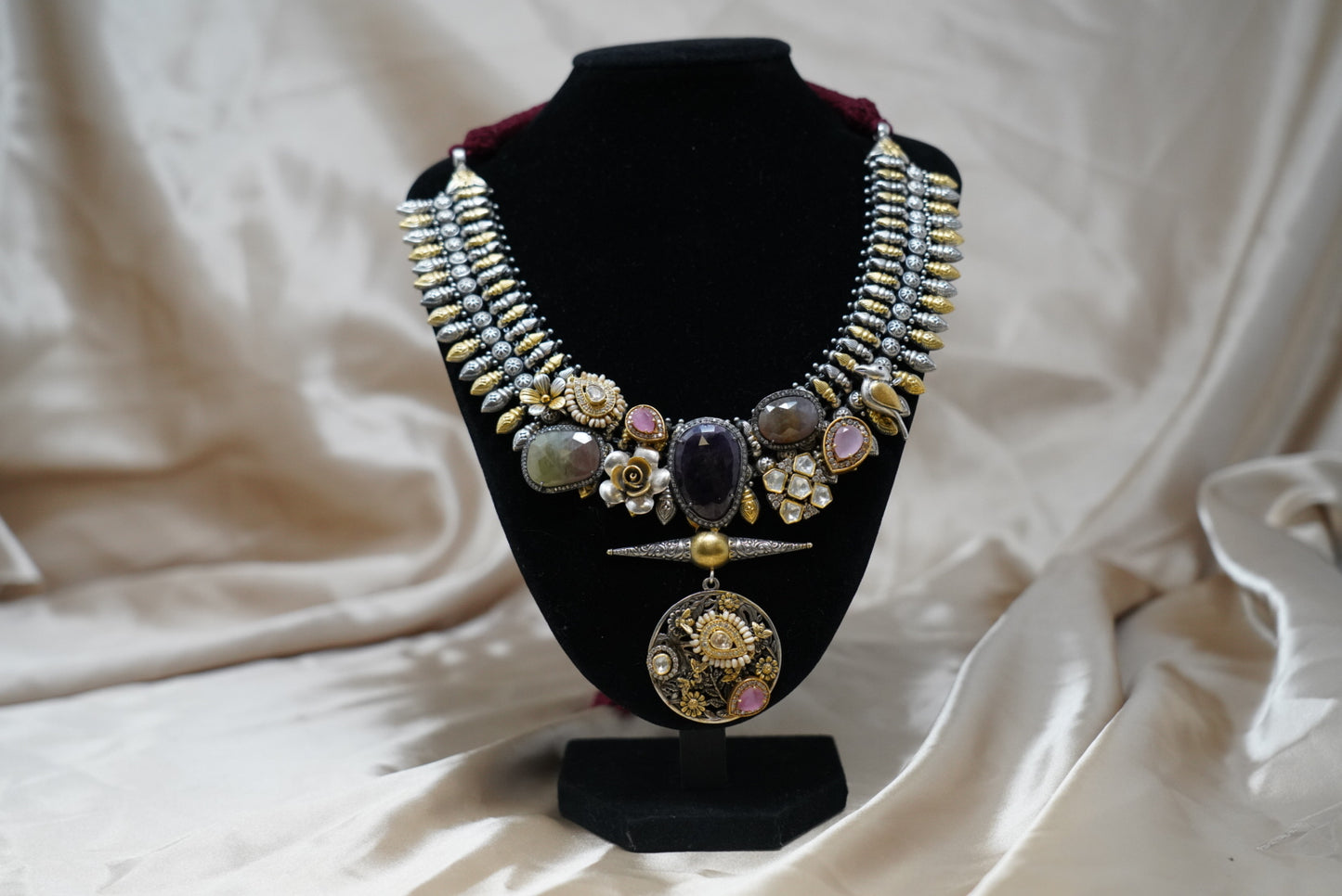 Multi Color Heavy Gold and Silver Necklace
