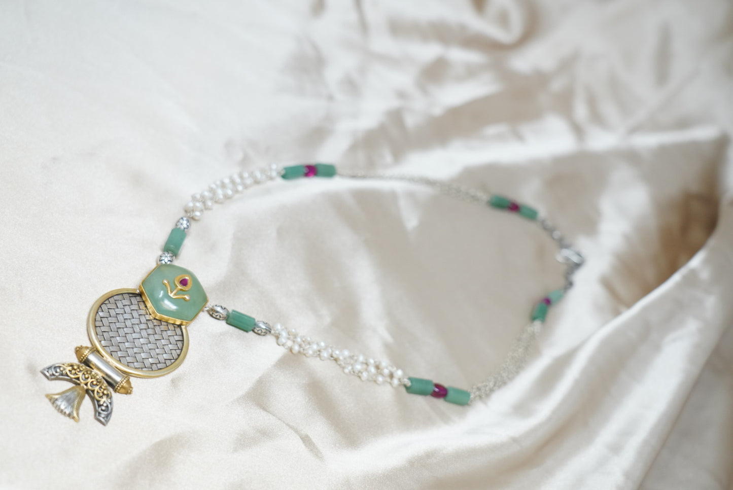 Sea Green Handmade Pearl Beads Necklace