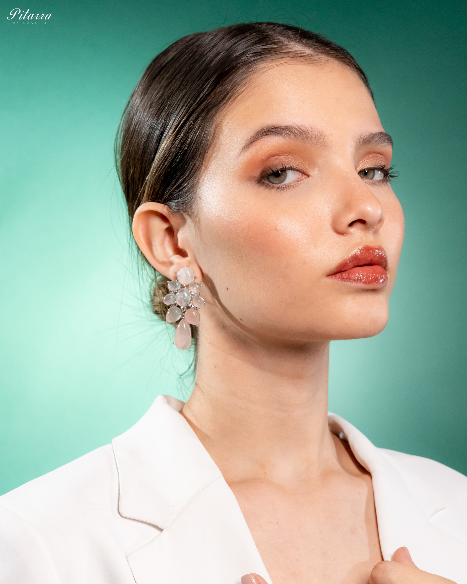 Peach Doublet Drop Earrings_Side Earrings