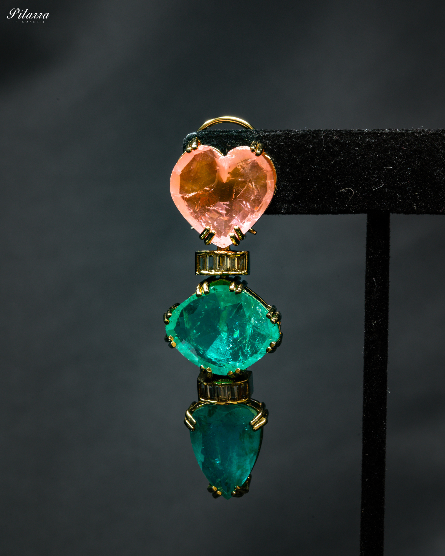 Peach and Aqua Crystal Dangler Earring_Zoom Angle