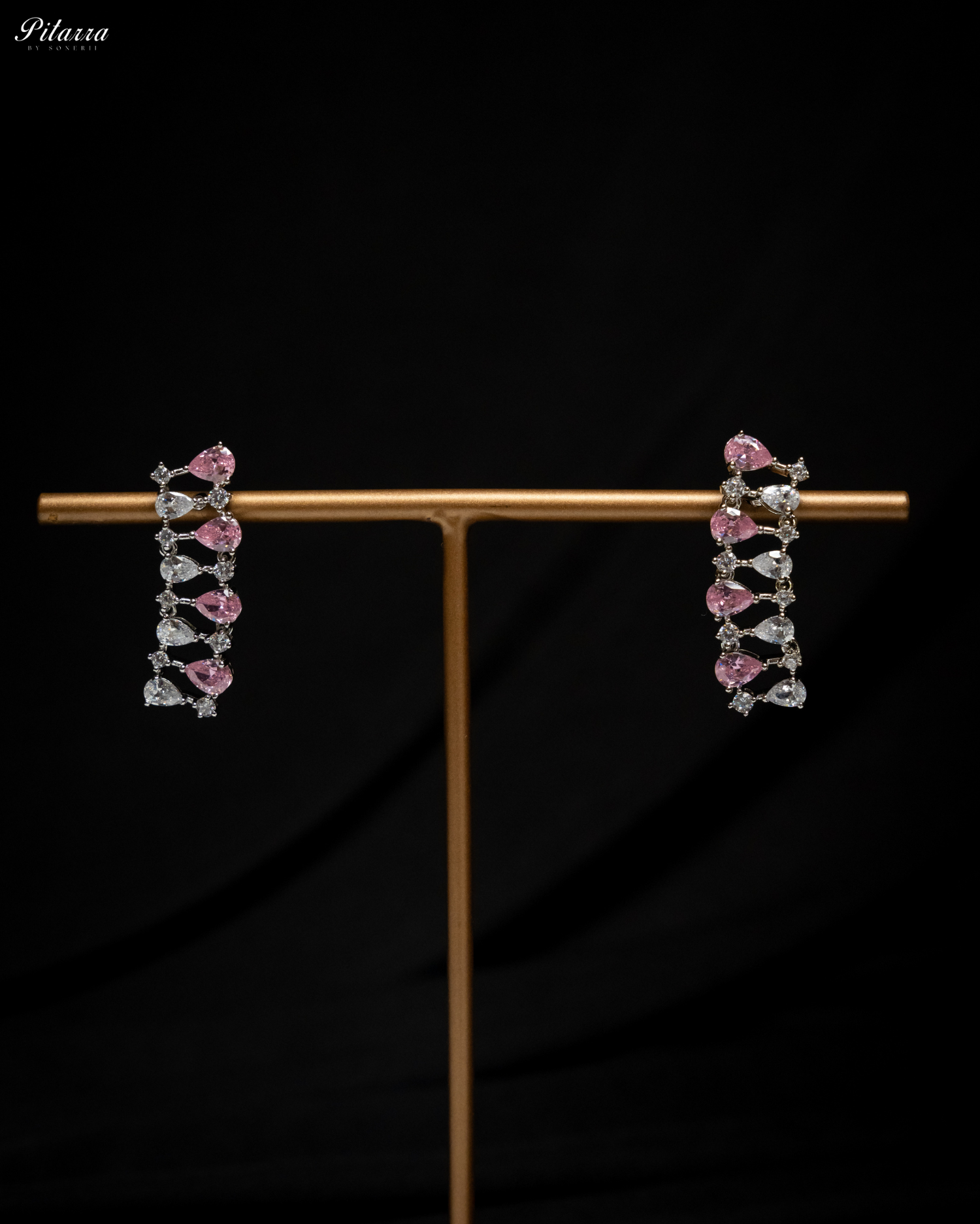 Pink Drop CZ Necklace Set_Earrings