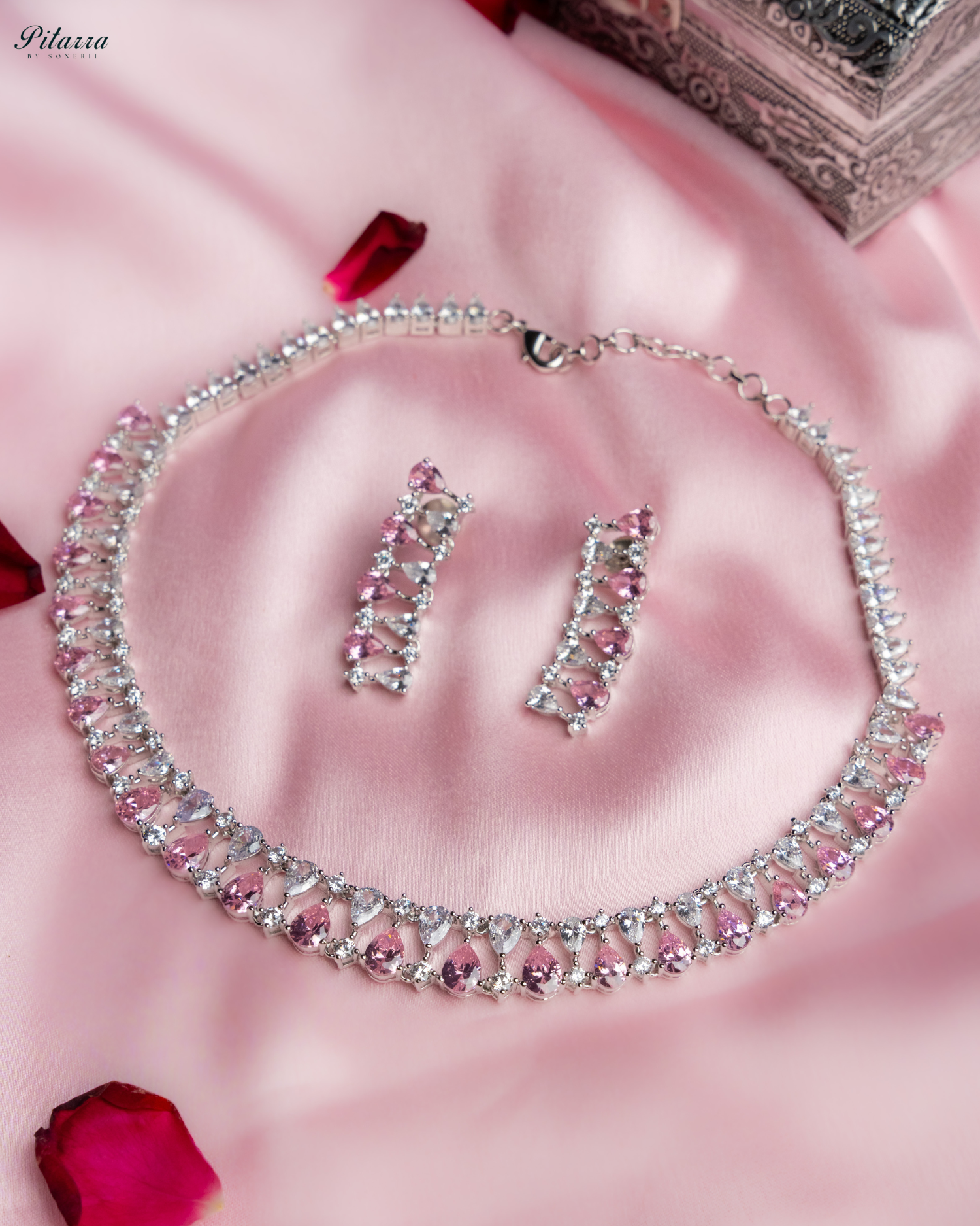 Pink Drop CZ Necklace Set_Main Image