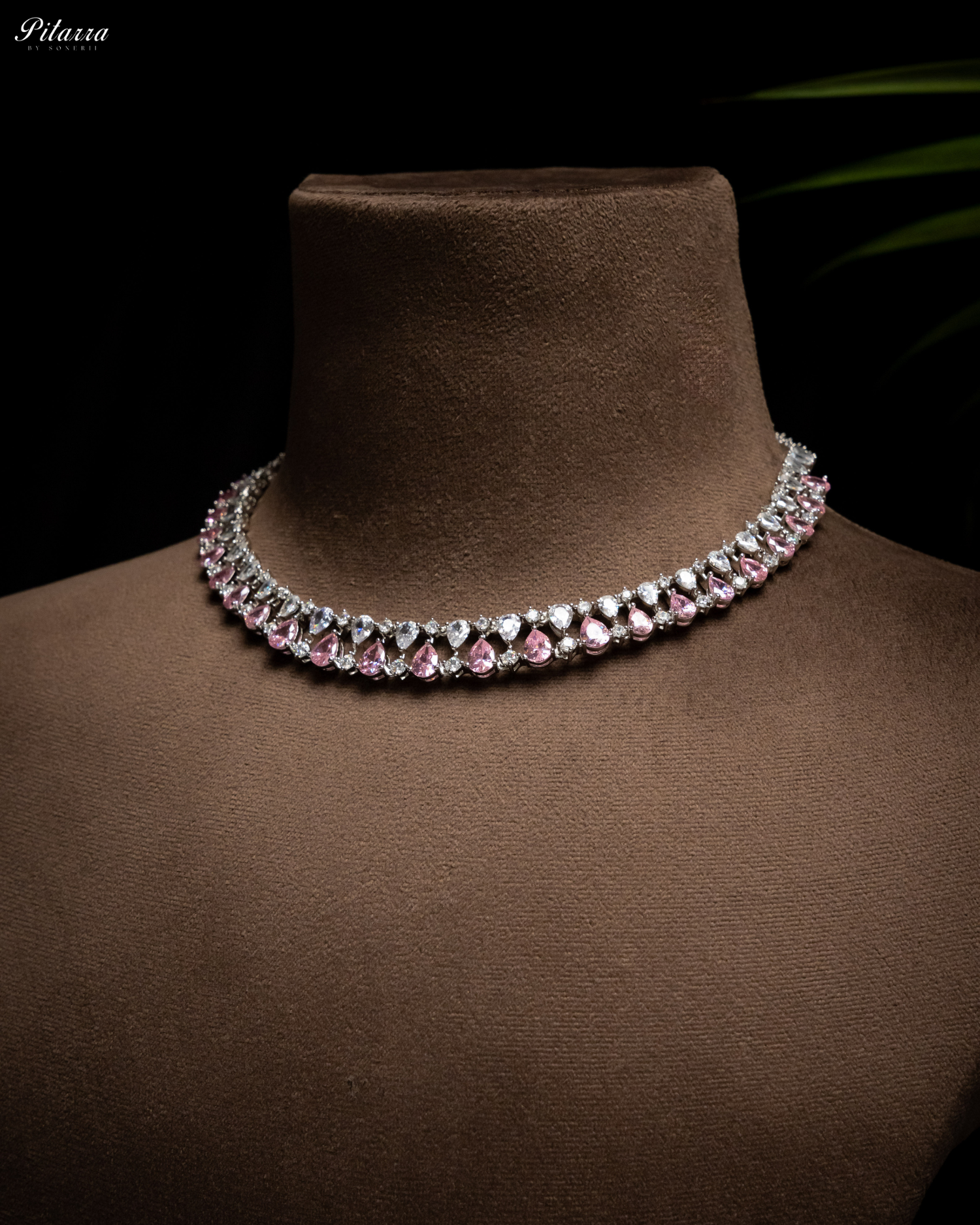Pink Drop CZ Necklace Set_Side Image