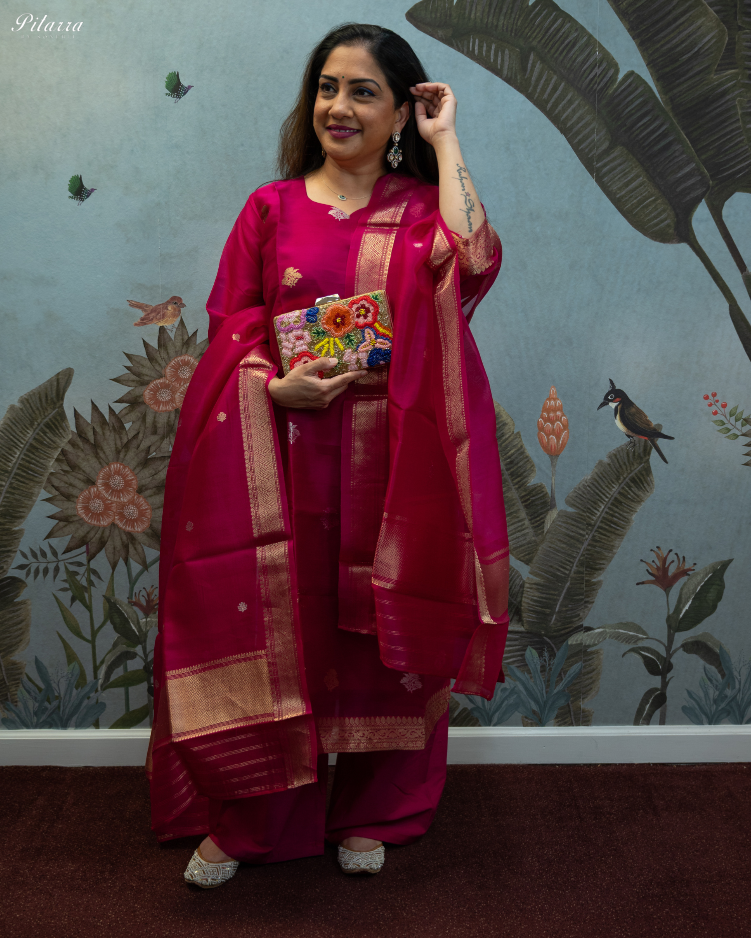 Pink Kurta With Bottom and Dupatta Set