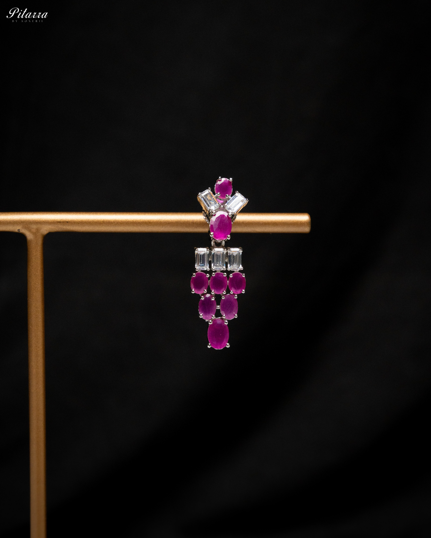 Pink Layer Silver CZ Necklace Set_Zoom Earrings