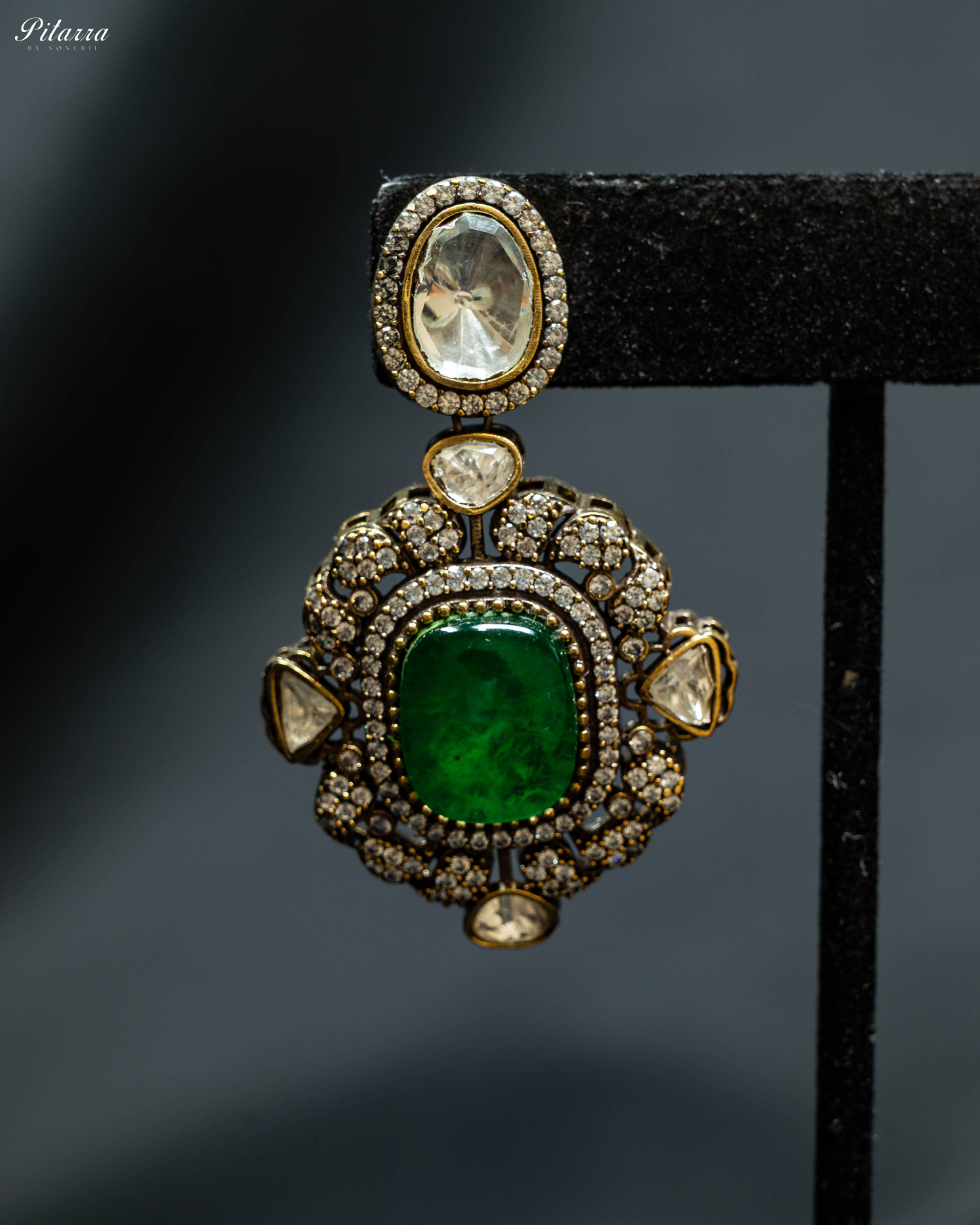 Pitarra Green Traditional Kundan Choker_Zoom Earrings