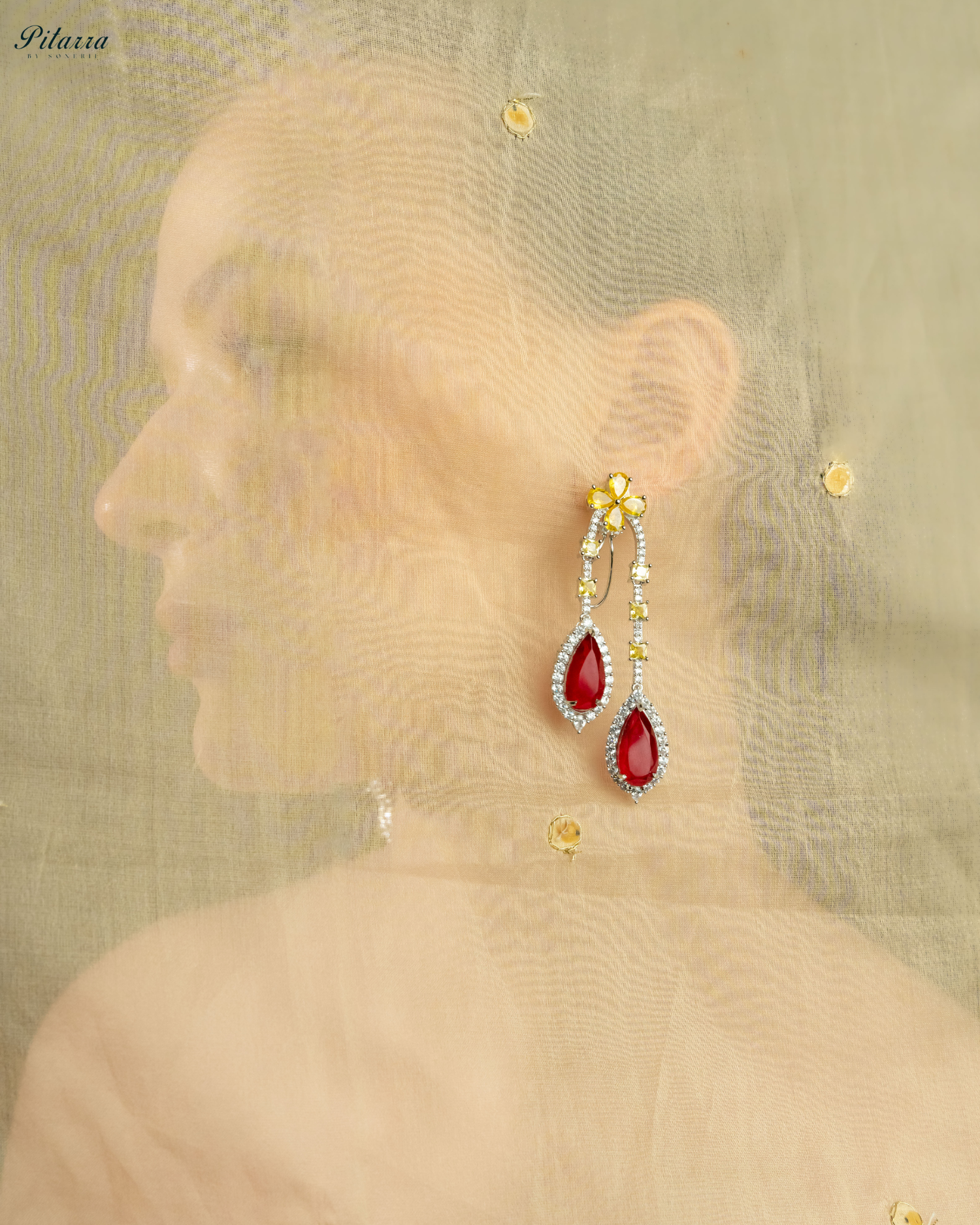 Pitarra Red and Yellow Dangler Earring_Earring