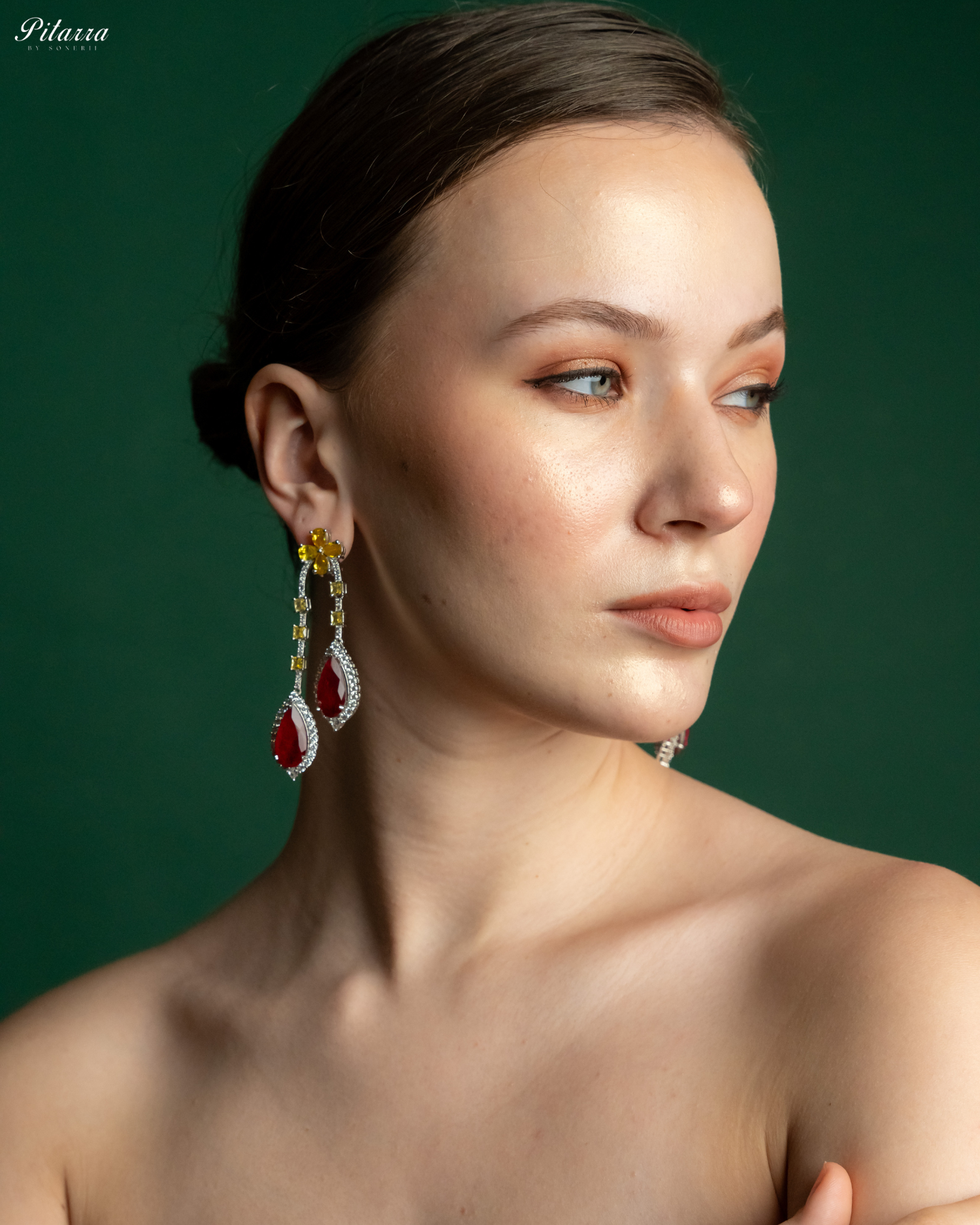 Pitarra Red and Yellow Dangler Earring_Side 
