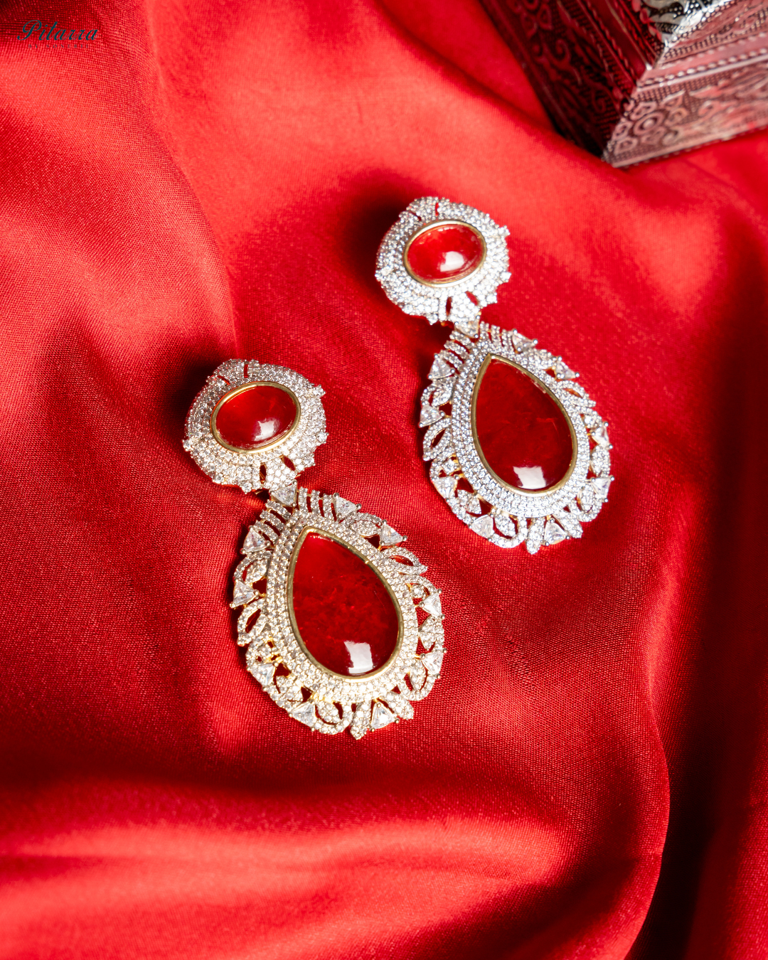 Pitarra Ruby Red Doublet Statement Earrings_Main Image