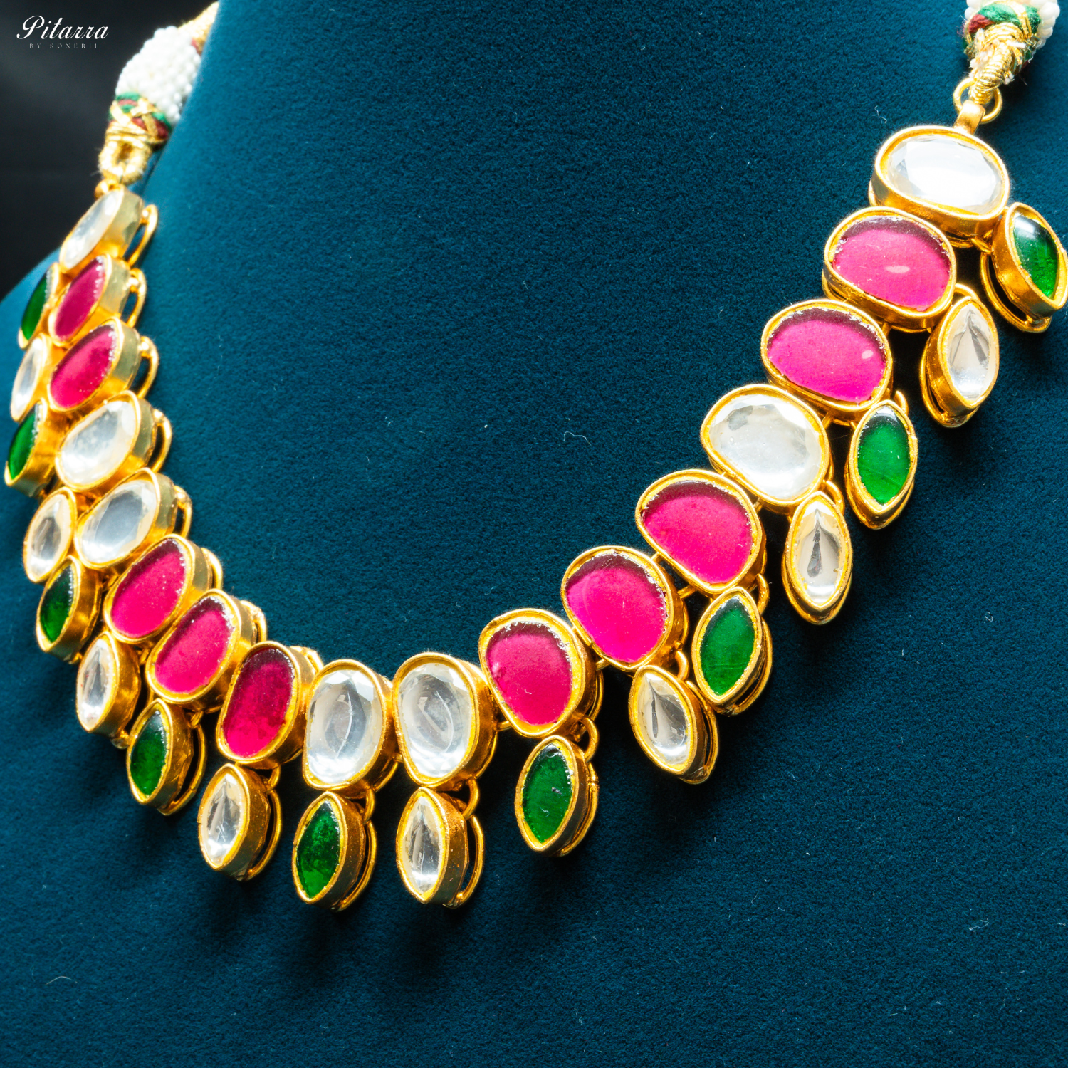 Polki Multi Color Stone Necklace Set_Zoom Angle