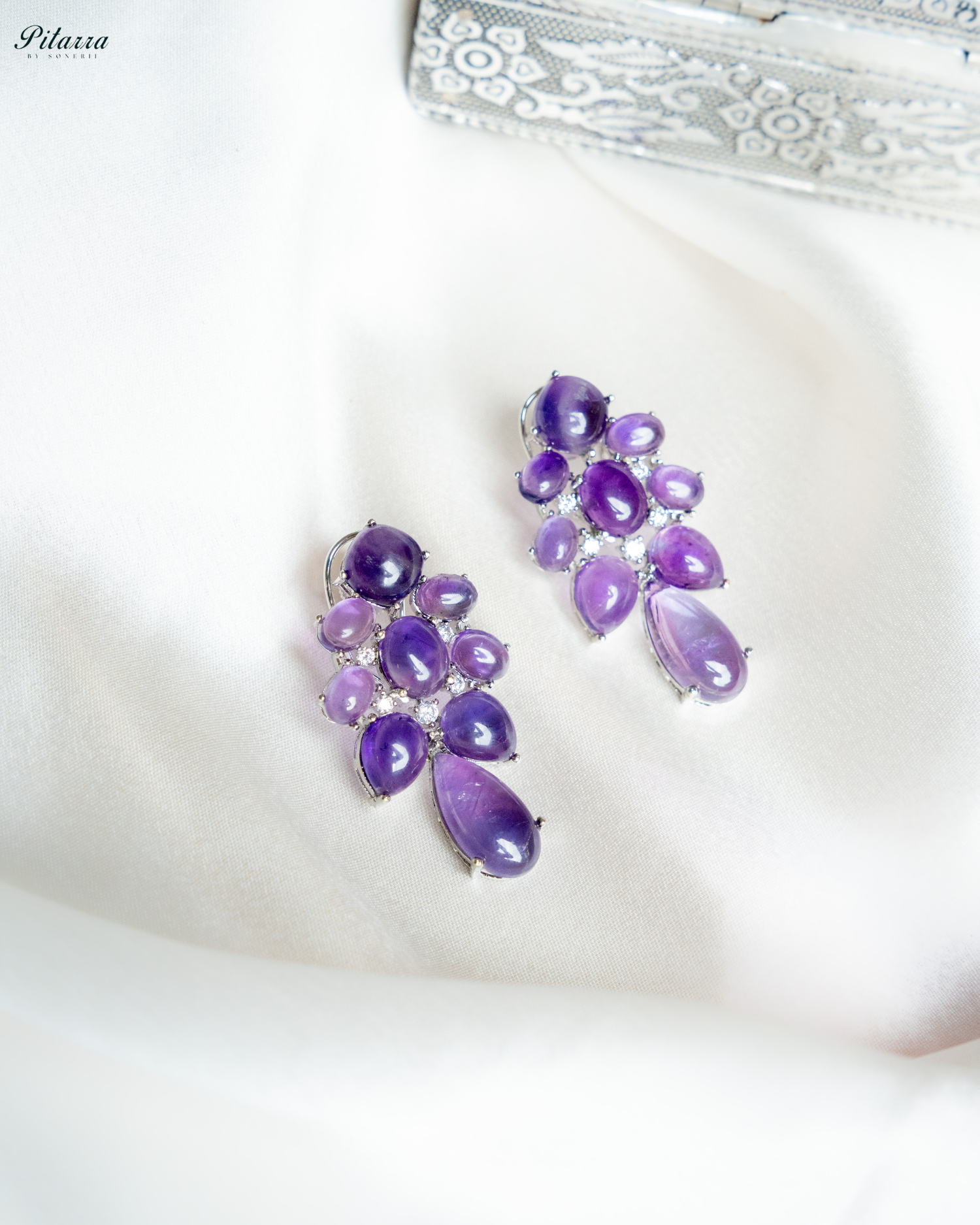 Purple Doublet Drop Earrings_Main Image