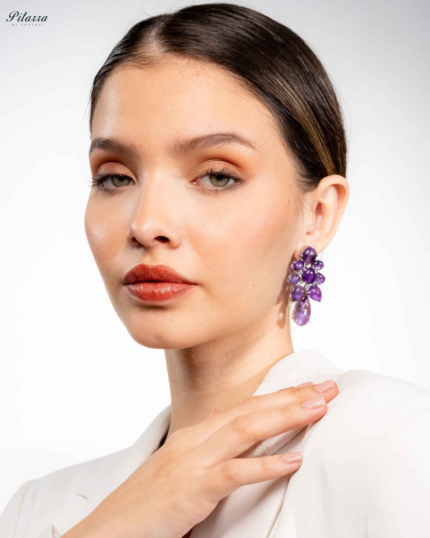 Purple Doublet Drop Earrings_Side Image