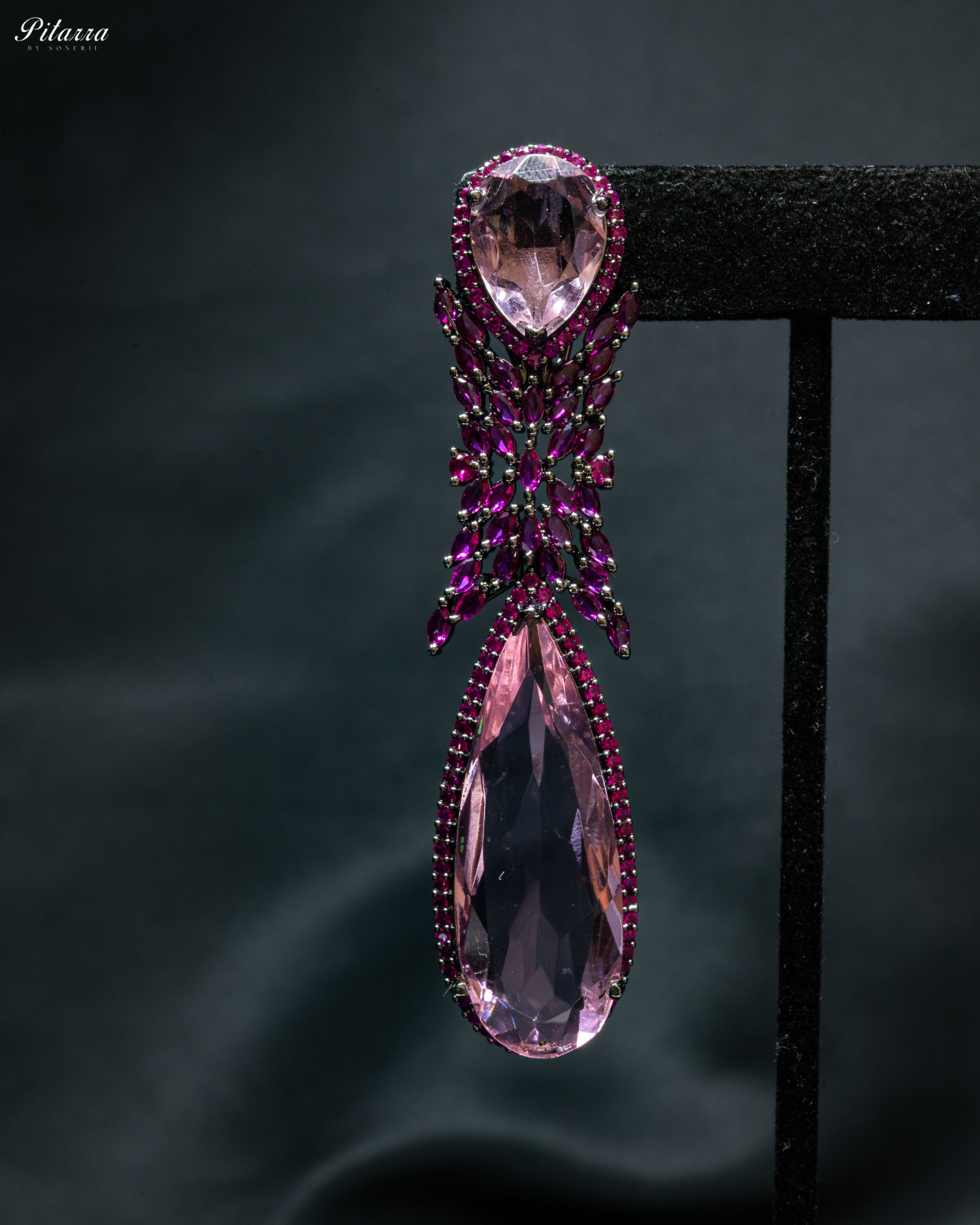 Purple Stone Contemporary Drop Earrings_Zoom Angle