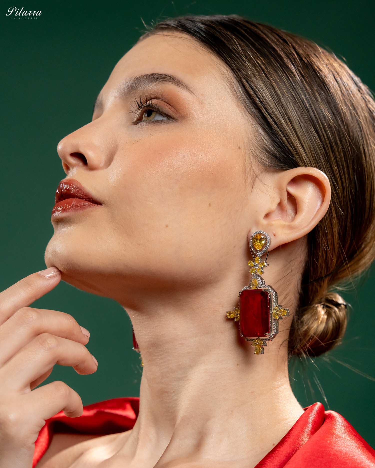 Red_Doublet_Dangler_Earrings_Side Pose Earrings