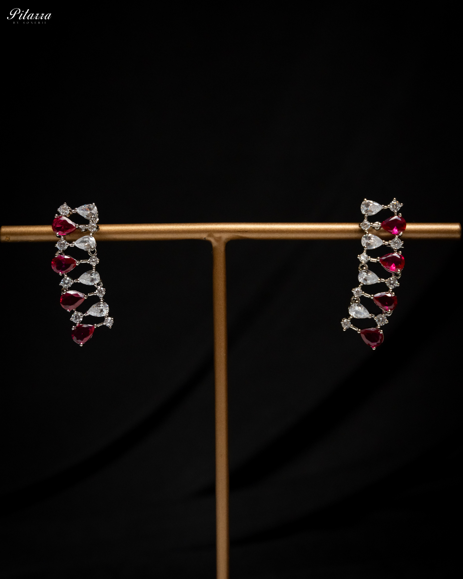Red Drop CZ Necklace Set_Earrings