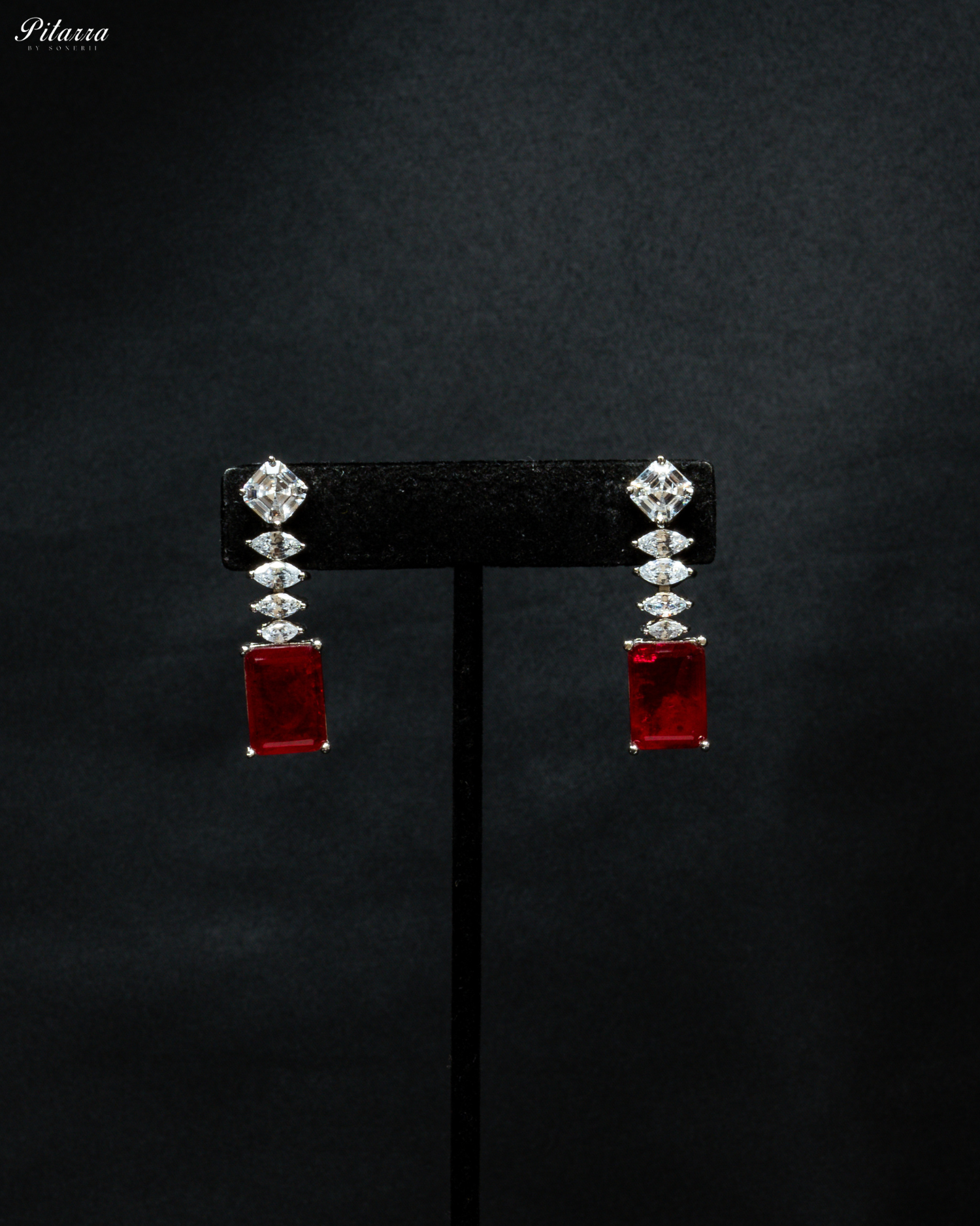 Ruby Stone Cubic Zirconia Pendant Set_Earrings