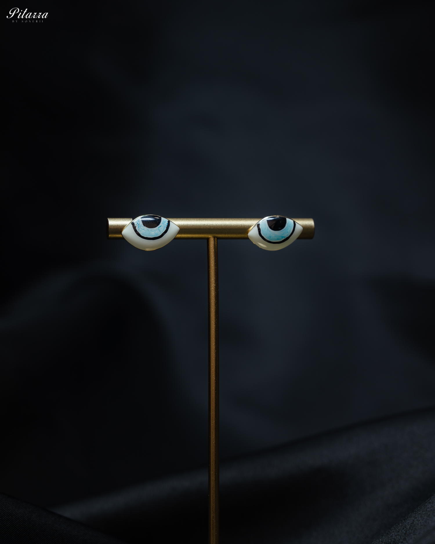 92.5 Silver Light Blue Evil Eye Stud Earrings
