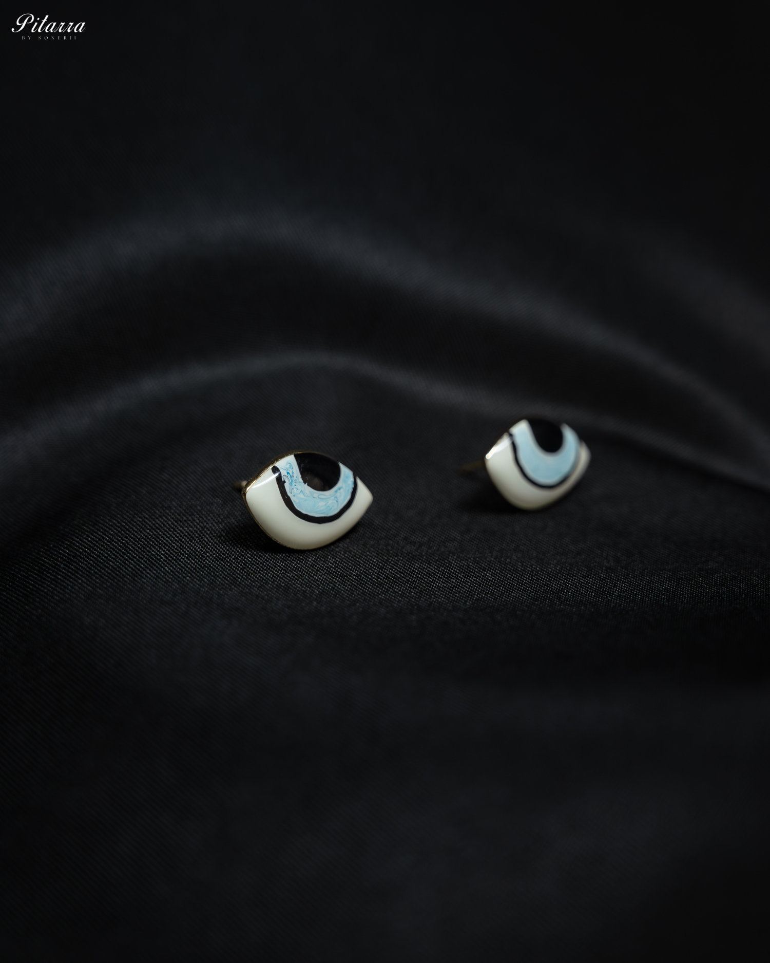92.5 Silver Light Blue Evil Eye Stud Earrings