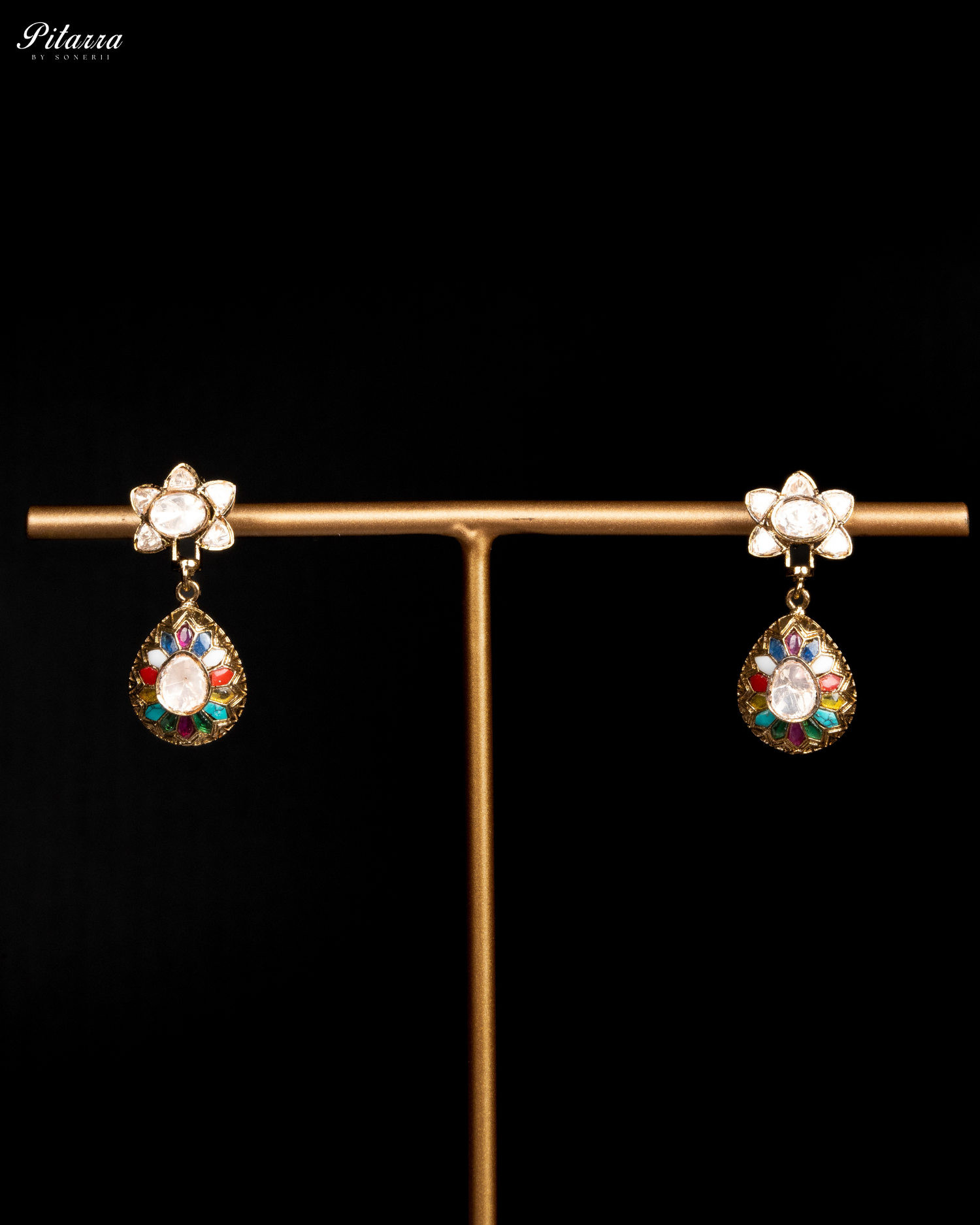 Sonerii Sliver Uncut Traditional Kundan Pendant Set Earrings