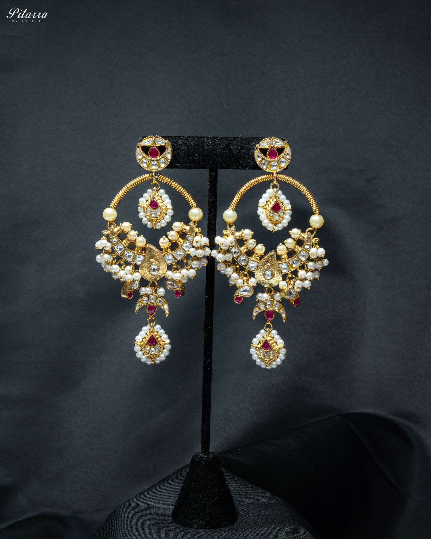 Traditional Kundan Chandbali Earrings_Front Image
