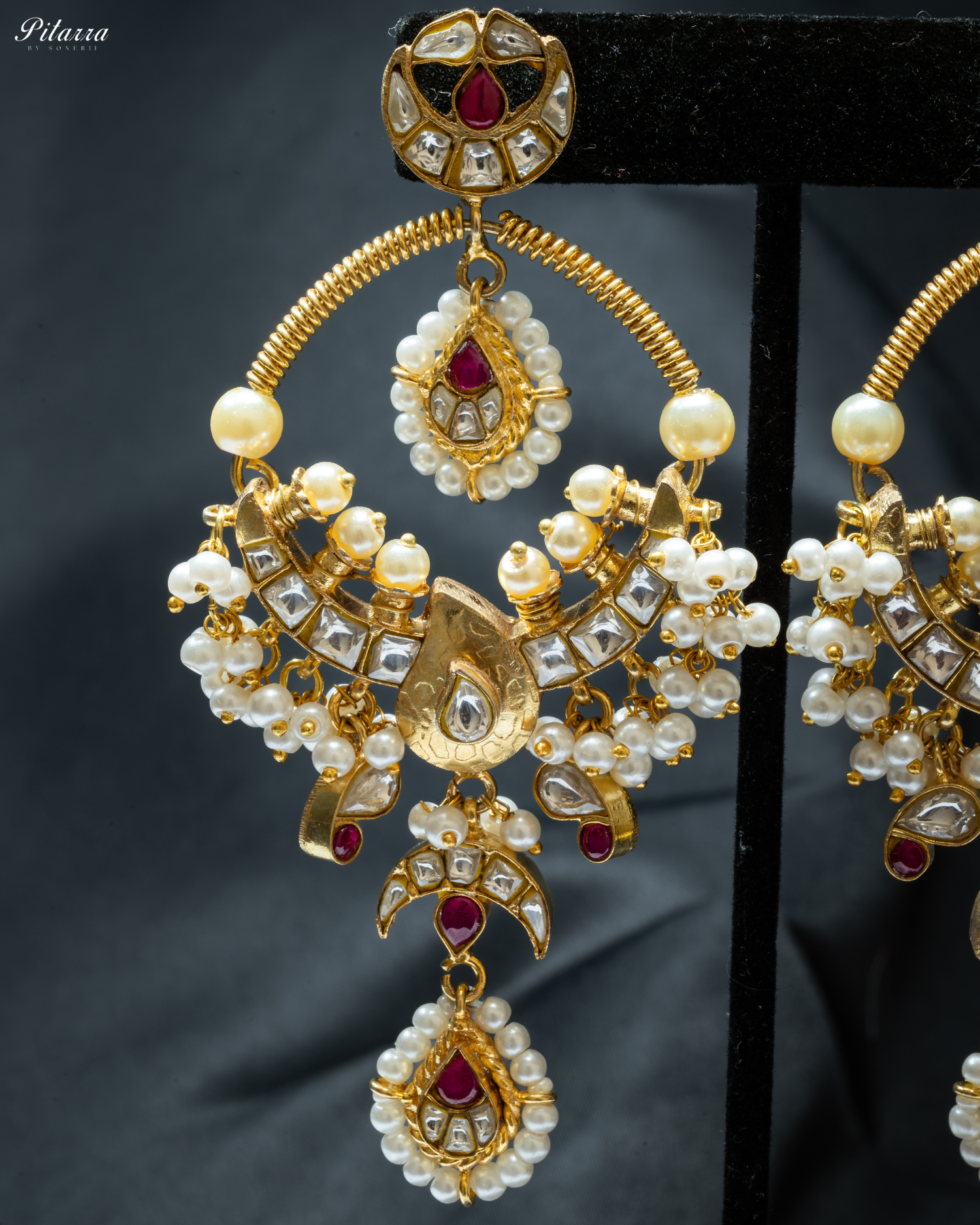 Traditional Kundan Chandbali Earrings_Zoom Angle