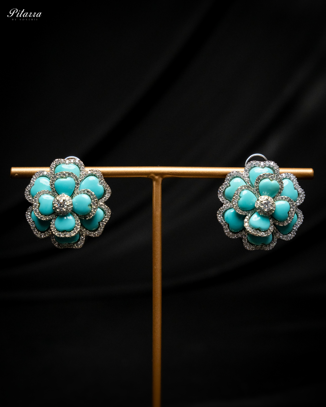 Turquoise Enamel Sliver Earrings_Front Image