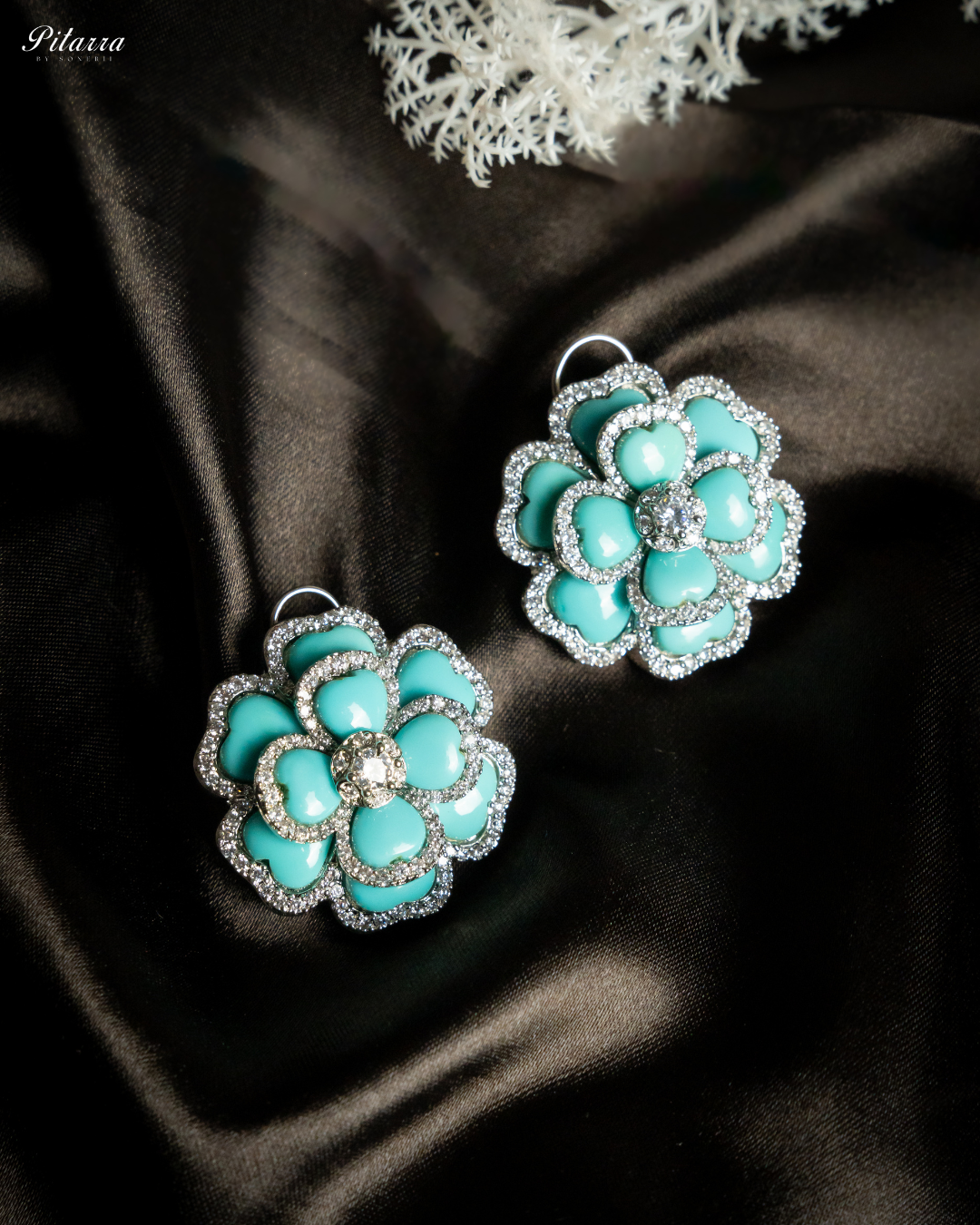 Turquoise Enamel Sliver Earrings_Image