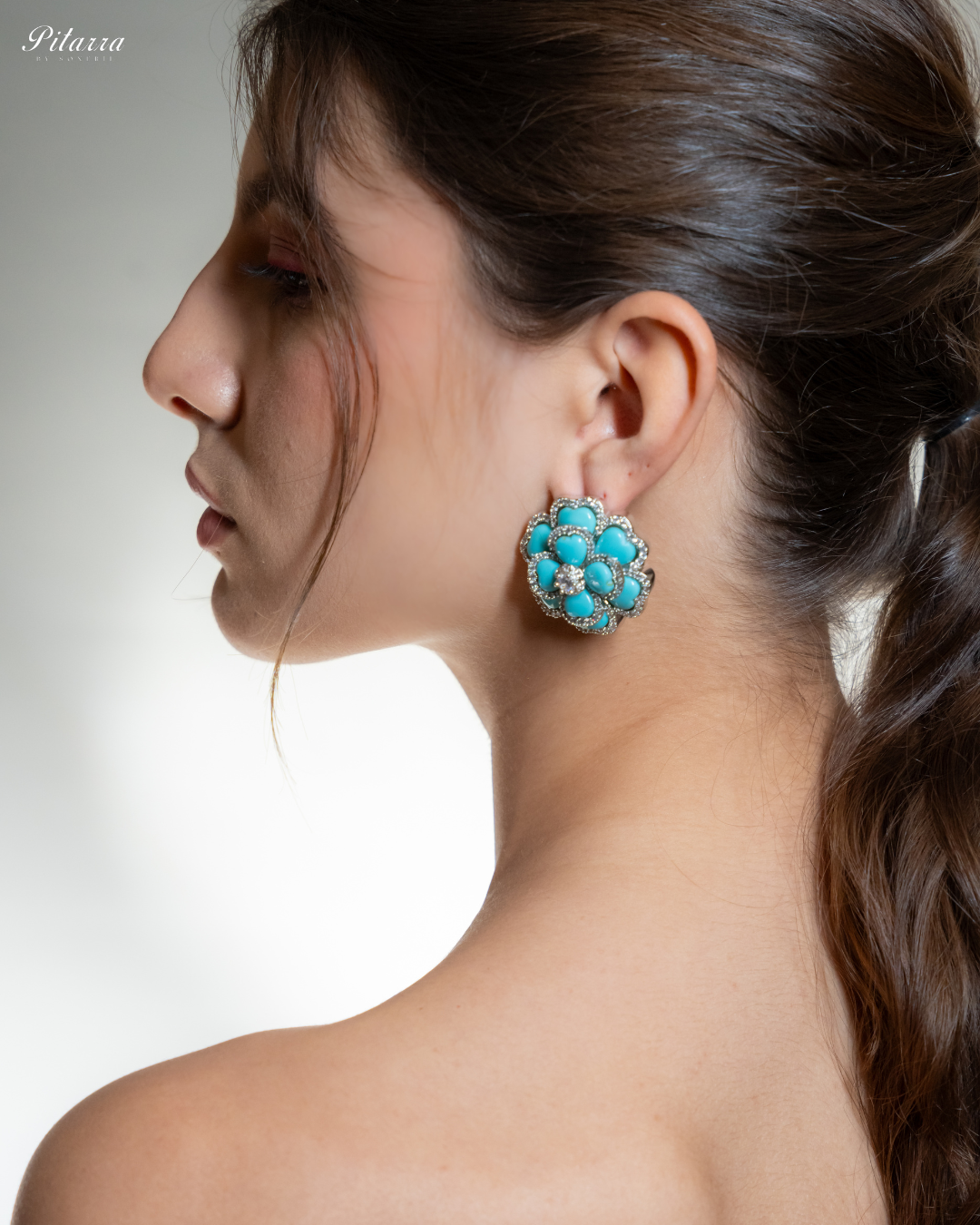 Turquoise Enamel Sliver Earrings_Side