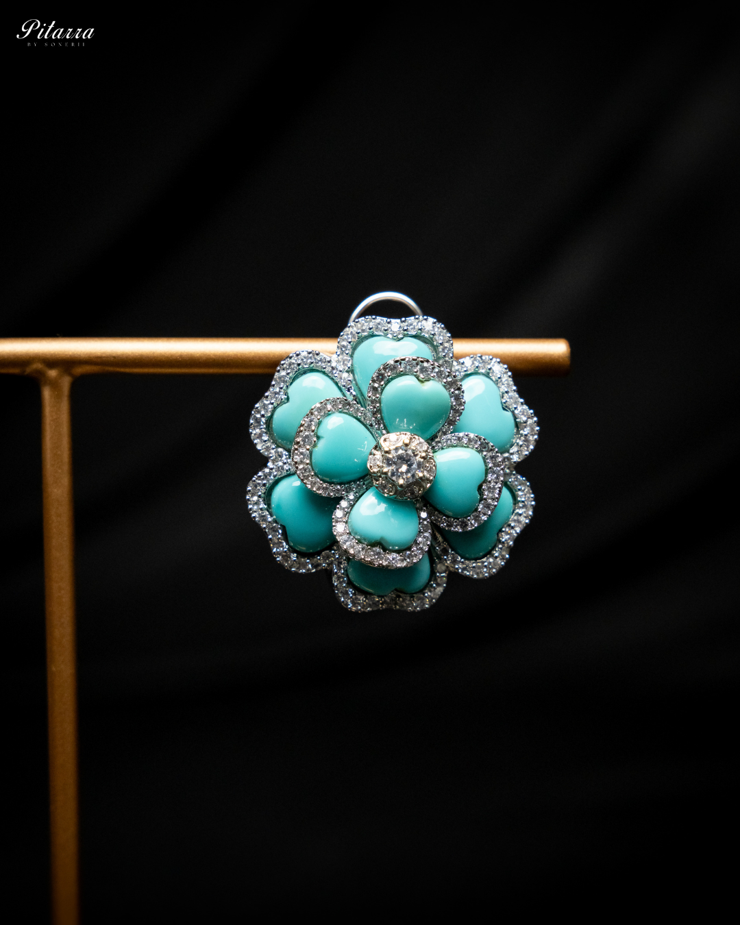 Turquoise Enamel Sliver Earrings_Zoom Angle