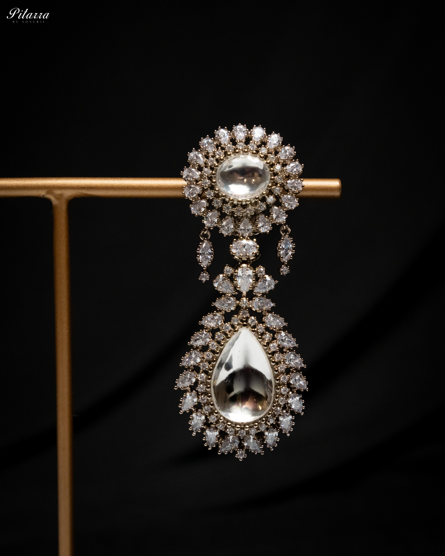 White Dangler Drop  Polki Earrings Set_Zoom Angle