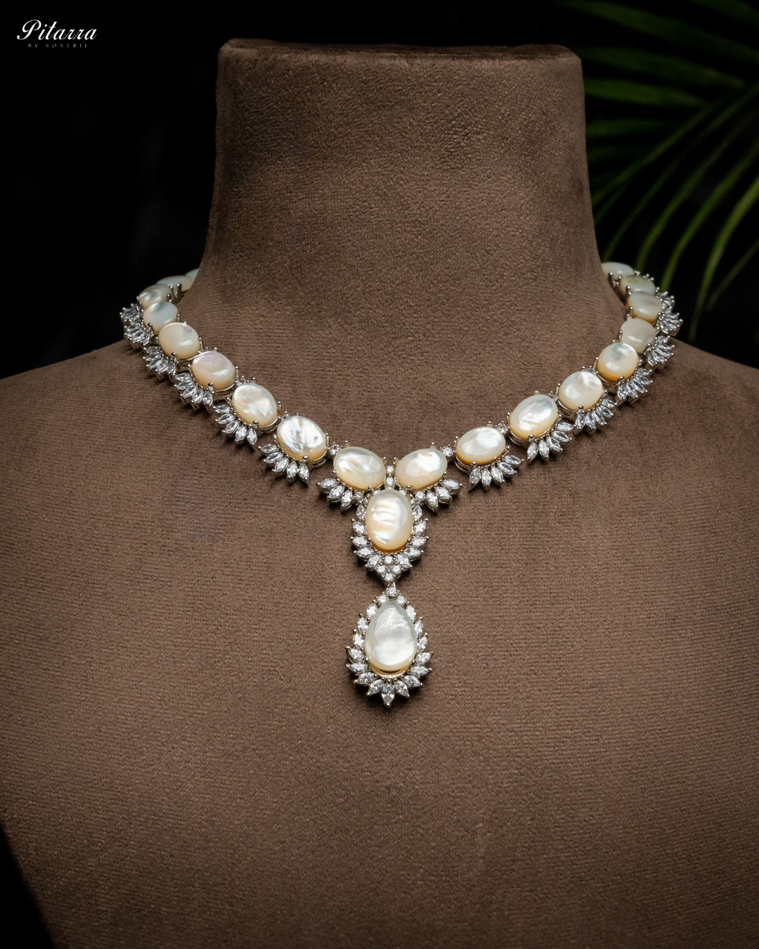 White Finish Zircon Silver Necklace Set_Necklace
