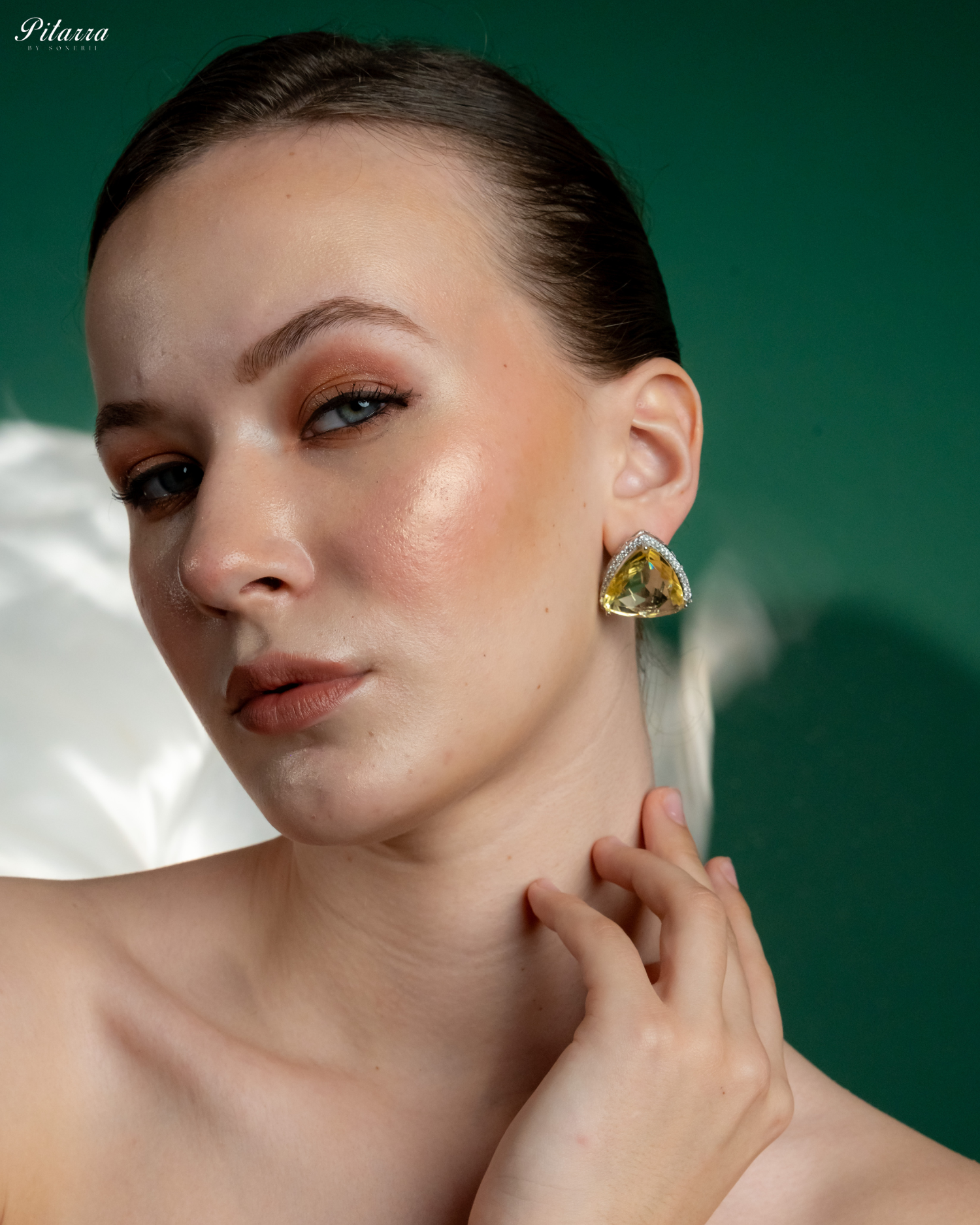 Yellow Colored Stone CZ Earrings_Side Angle