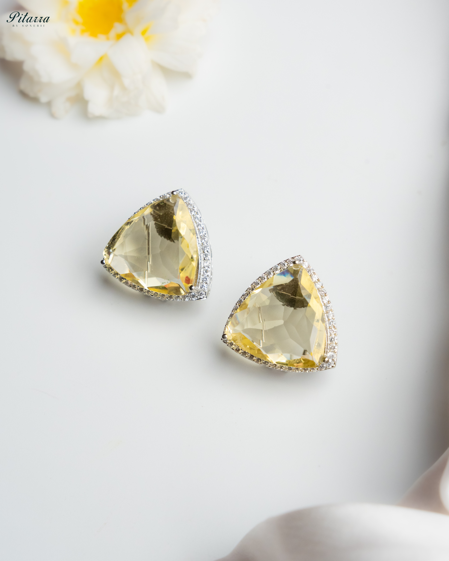 Yellow Colored Stone CZ Earrings_Side Image