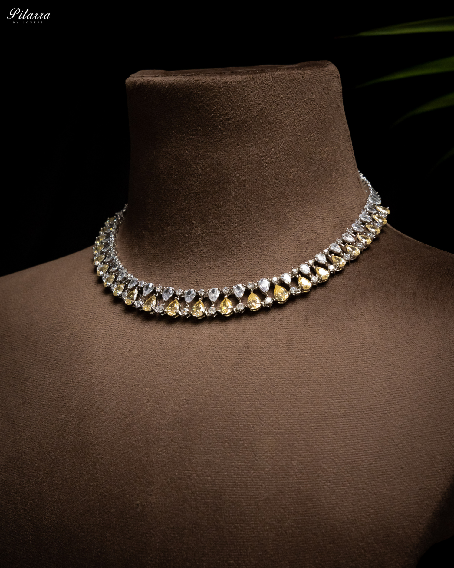 Yellow Drop CZ Necklace Set_Side Angle