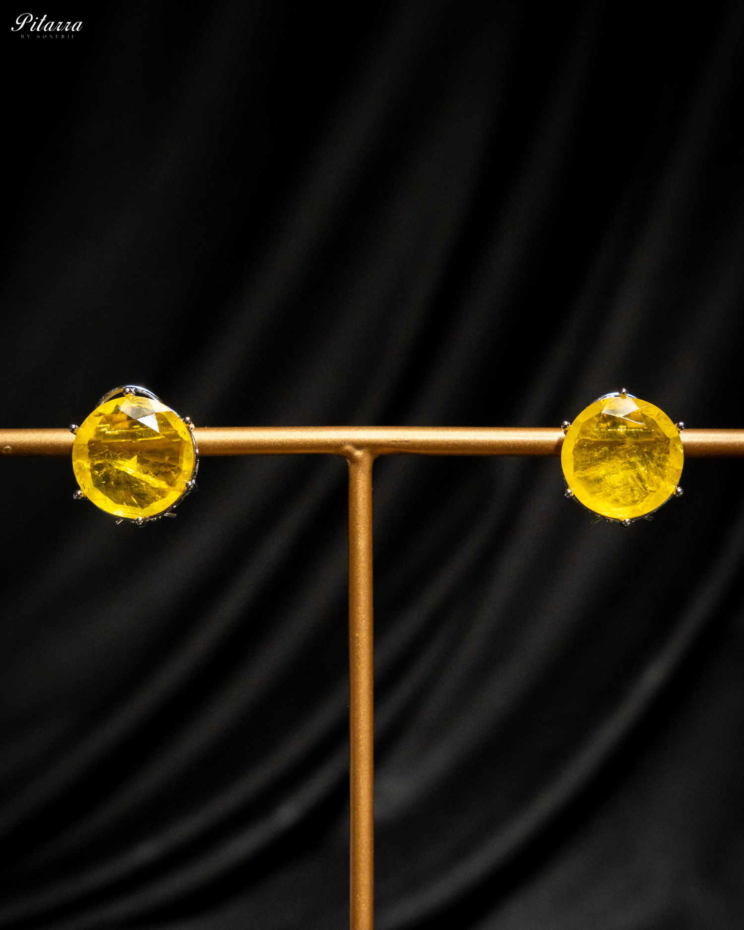 Yellow Drop Stone CZ Necklace Set_Earrings