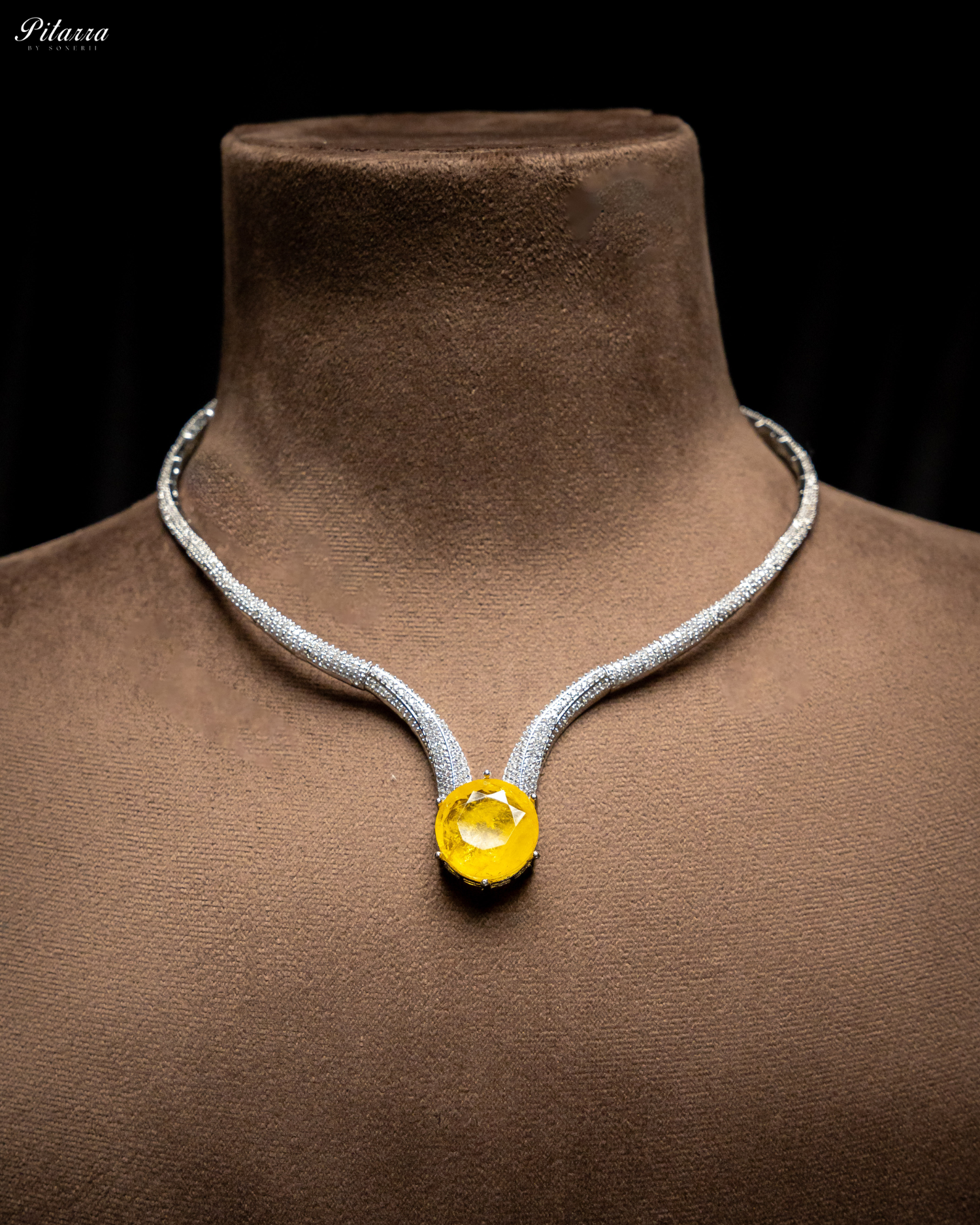 Yellow Drop Stone CZ Necklace Set_Necklace