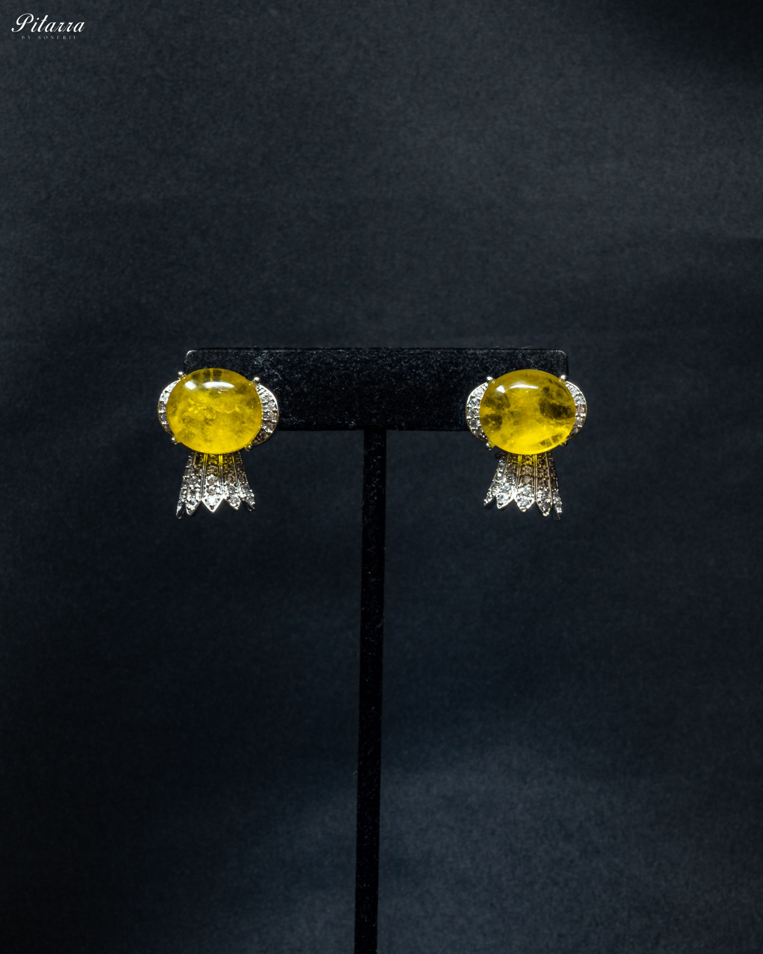 Yellow Single Stone Doublet Necklace Set_Earrings