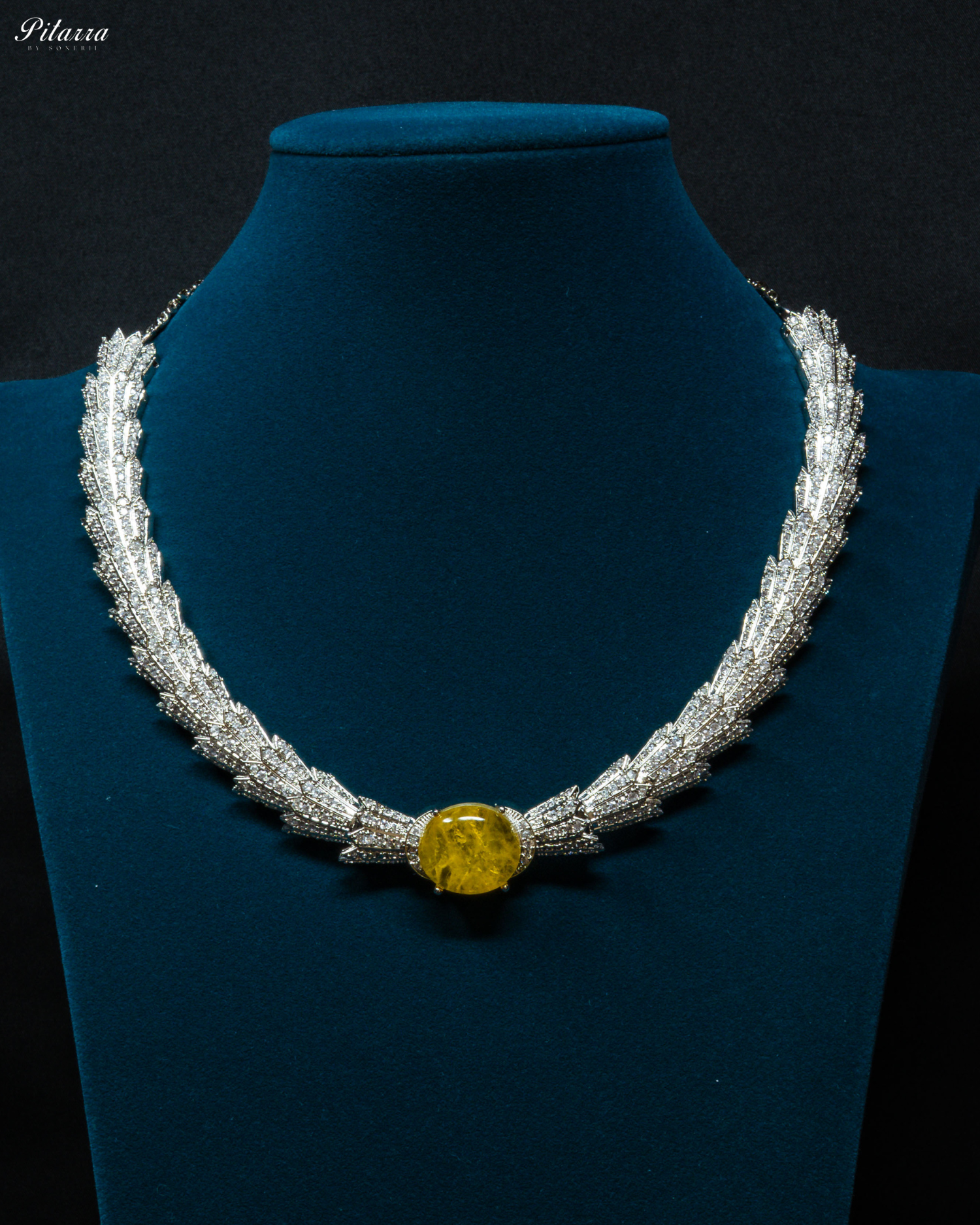 Yellow Single Stone Doublet Necklace Set_Front Image